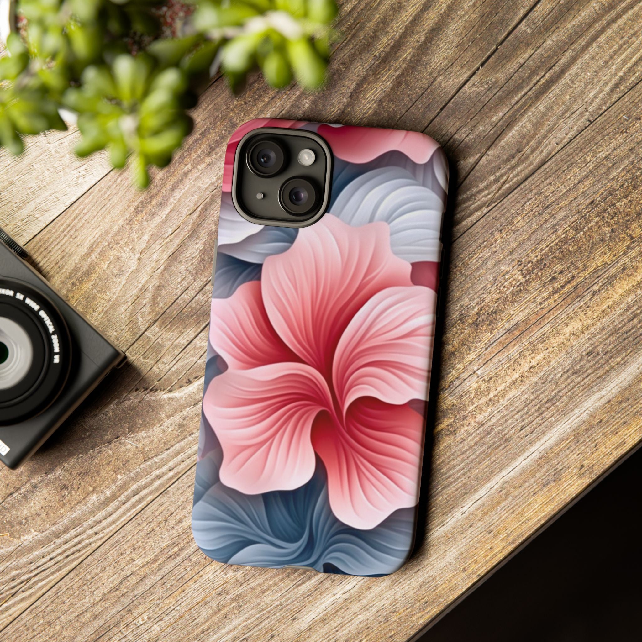 Abstract Floral Pink iPhone Case - Hexagon Stone