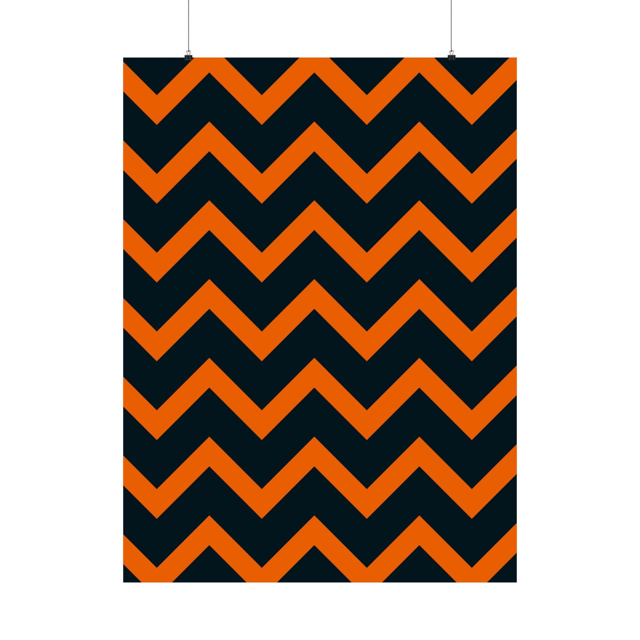 Orange & Blue Chevron Stripe Poster