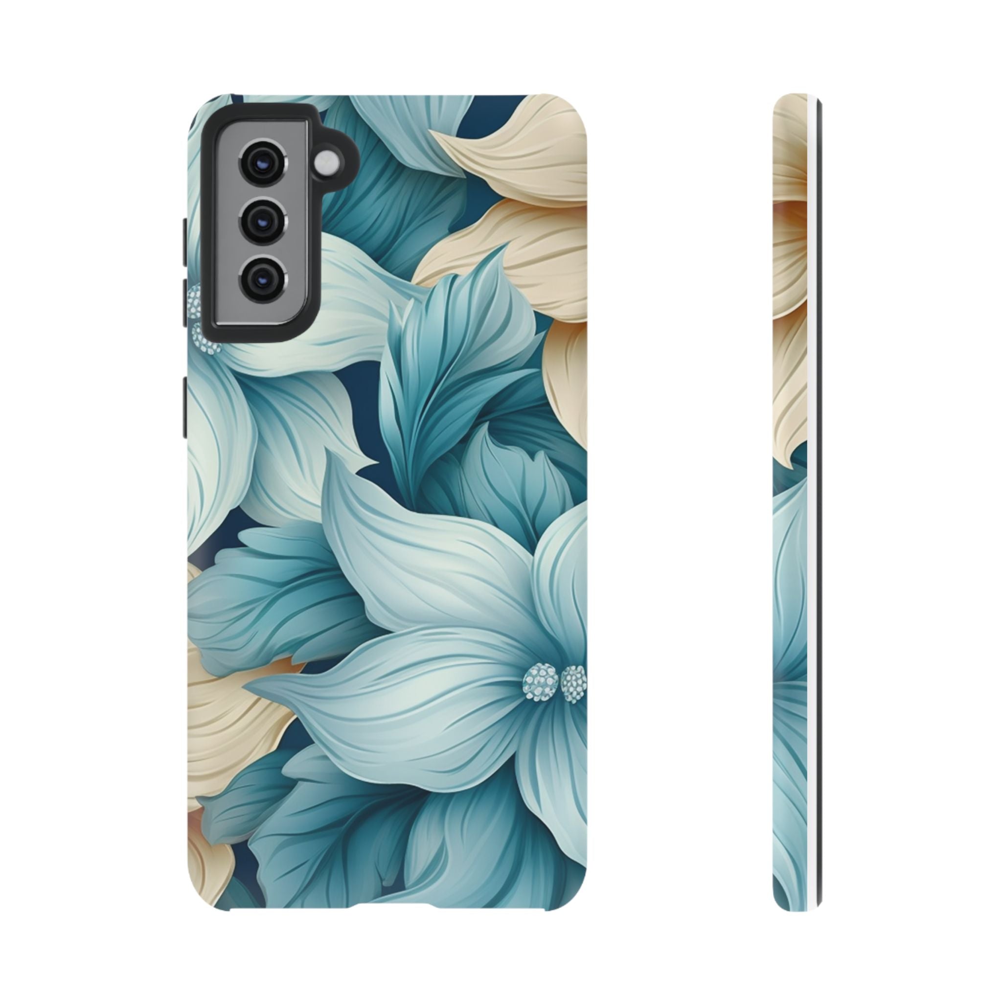 Teal Floral Samsung Phone Case