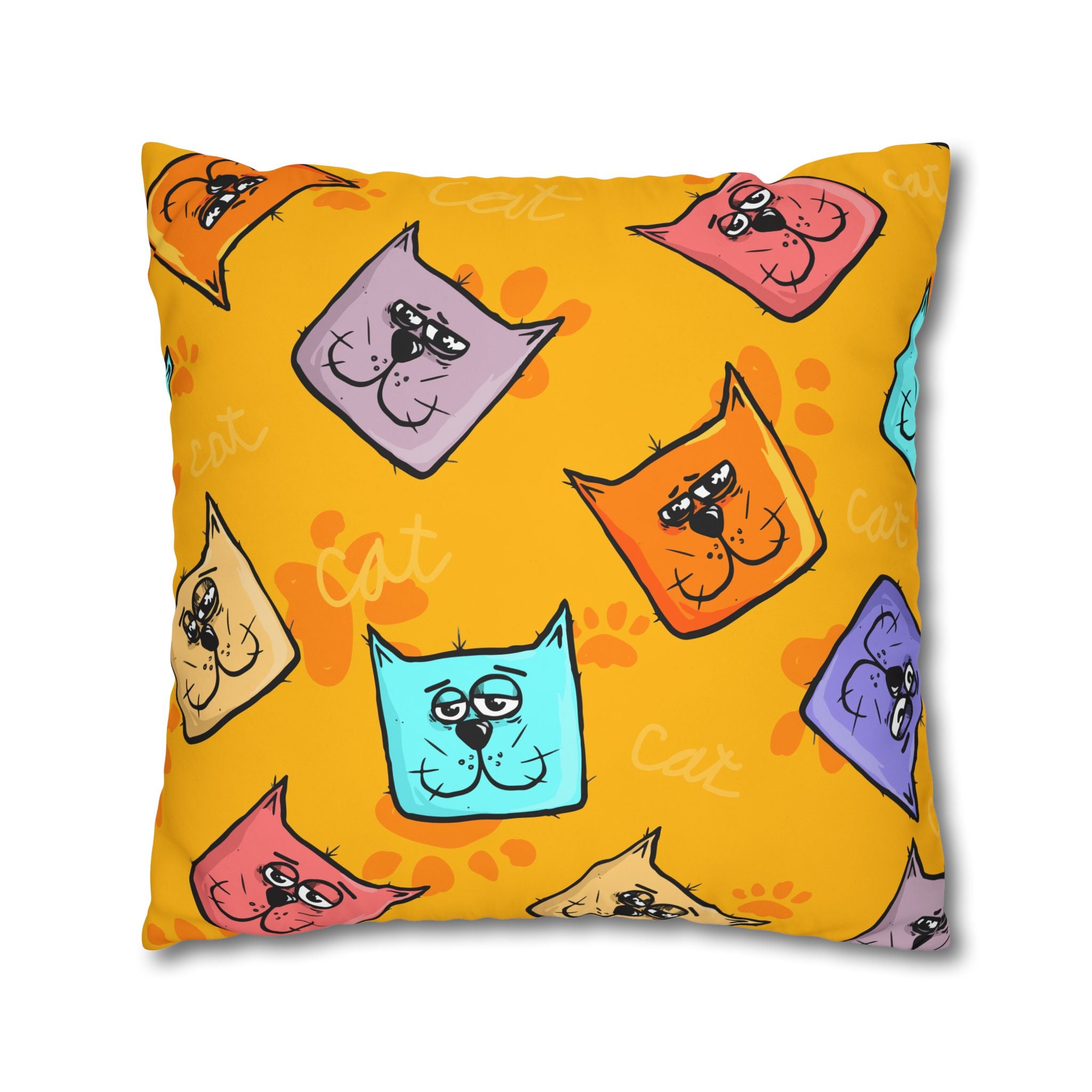 Pastel Cat Pillowcase - Gold Paw Print