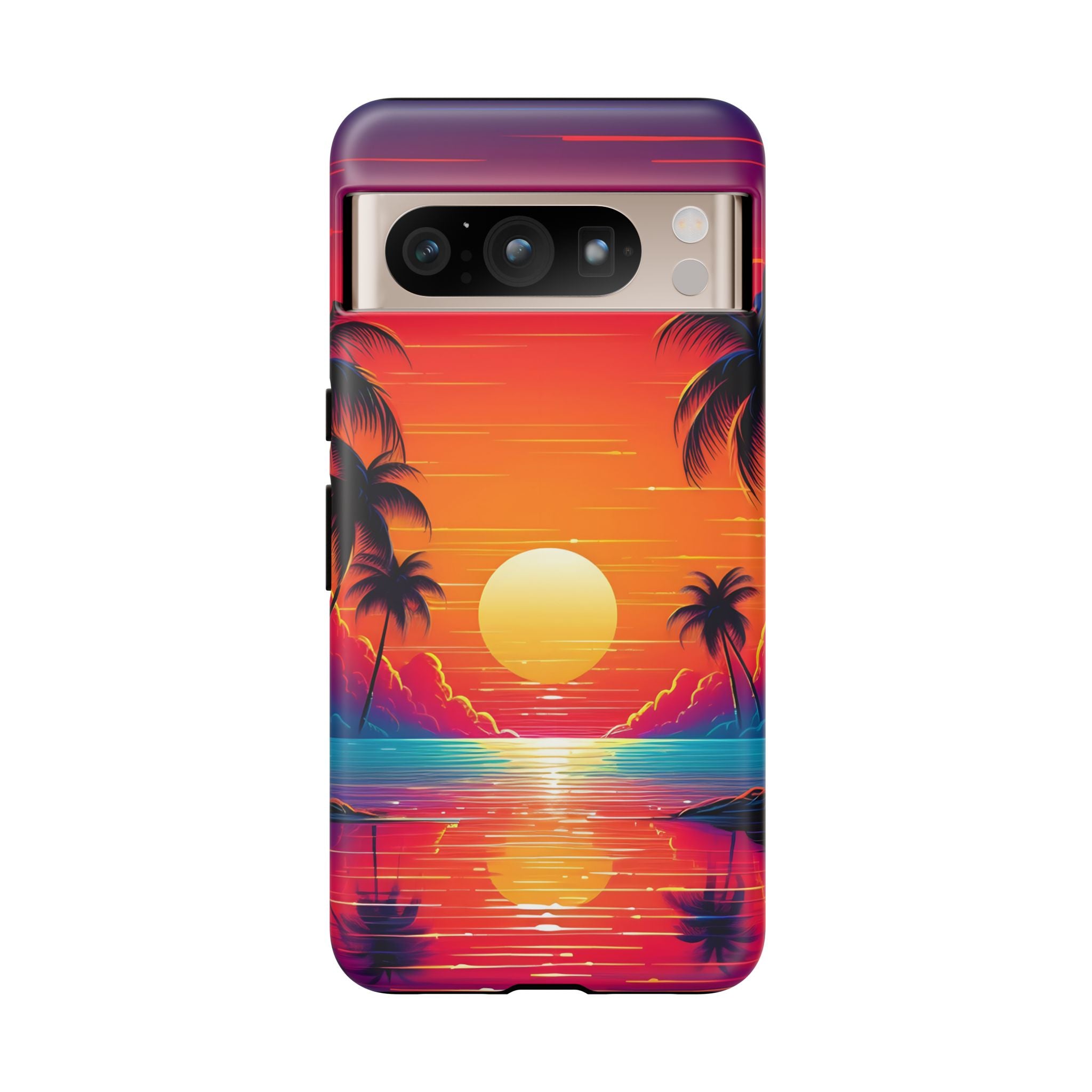 Sunset Palm Beach Google Pixel Case (All Models) - Retro Vaporwave