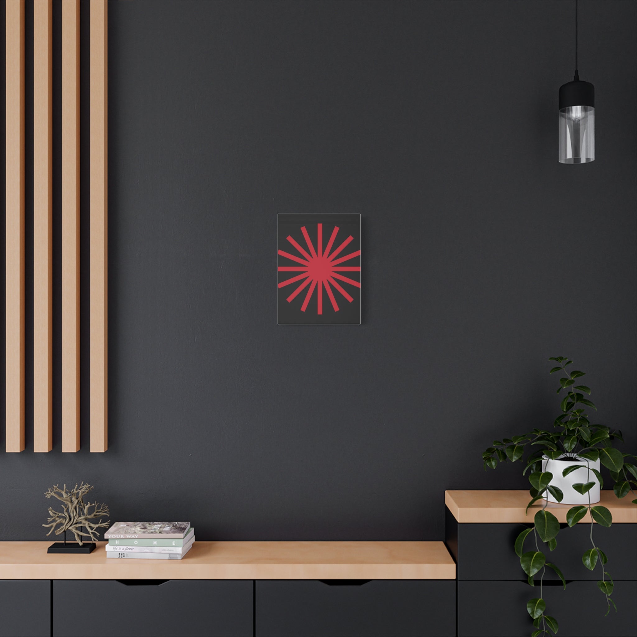 Crimson Sunburst Matte Canvas Art