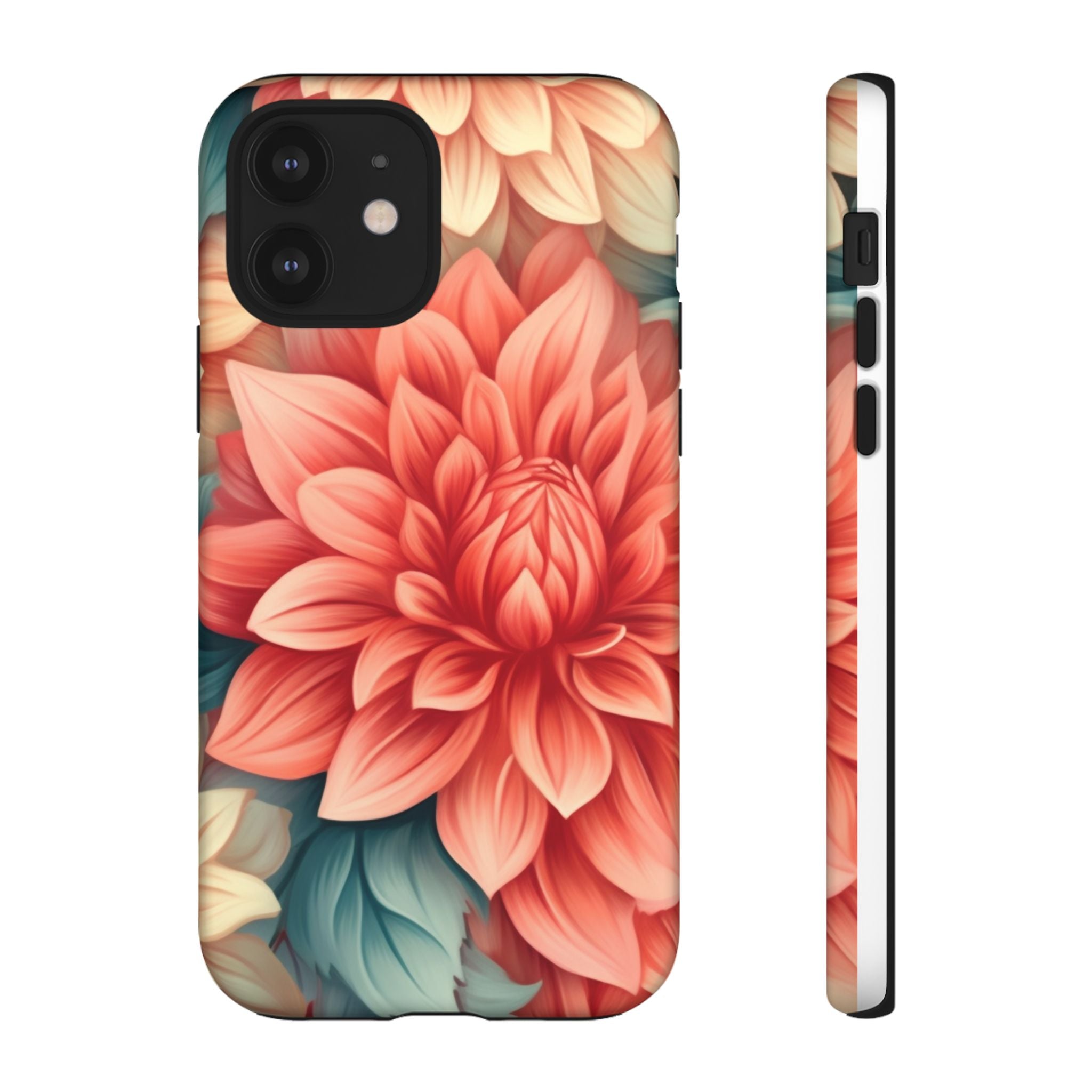 Coral Dahlia Hexagon iPhone Case - Rugged Texture