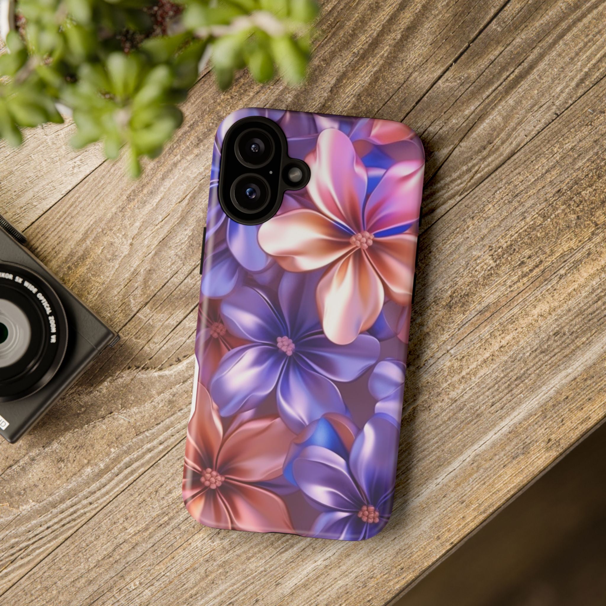 Metallic Flower iPhone Case - Rugged Hexagon Stone