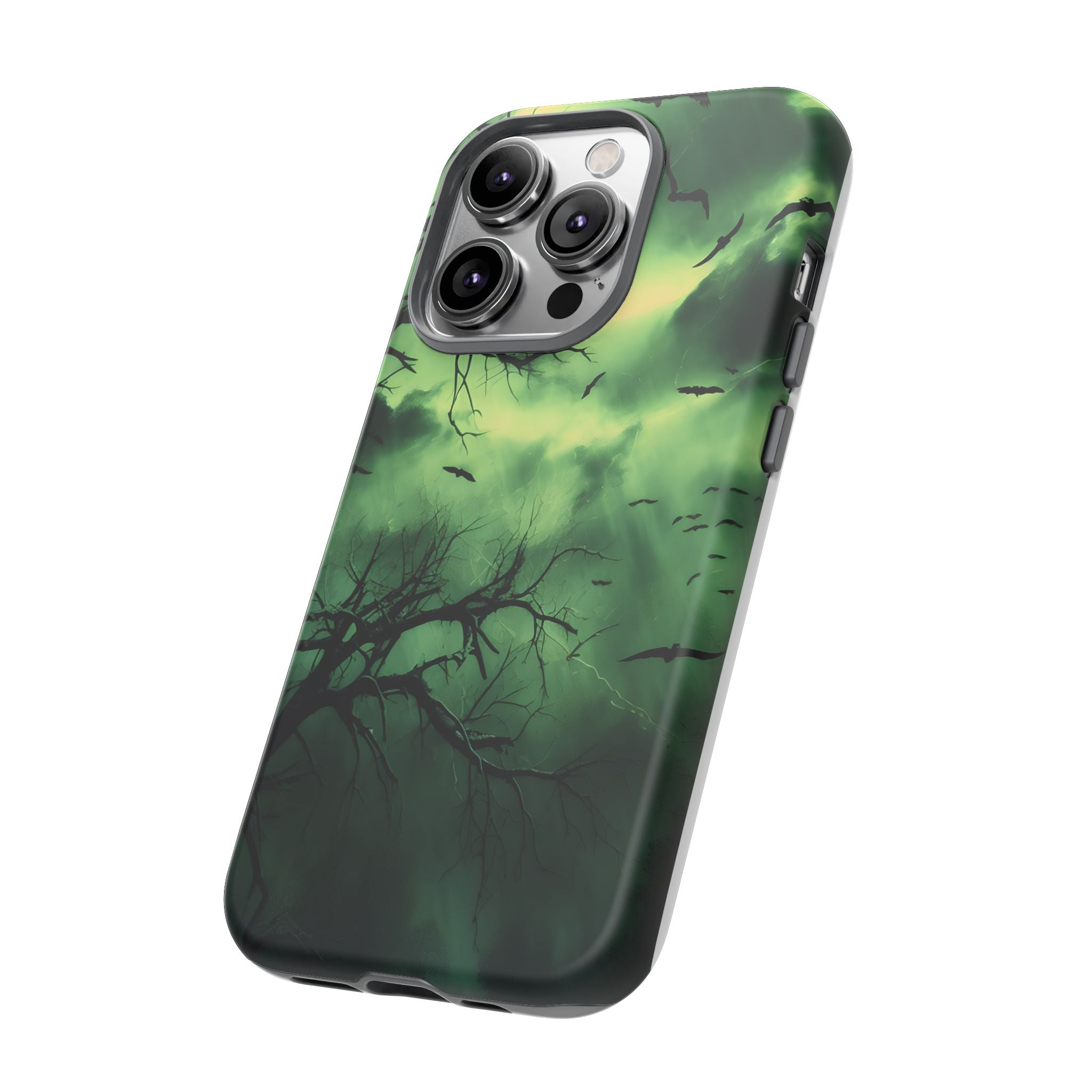 Gothic Green Forest iPhone Case - Hexagon Stone