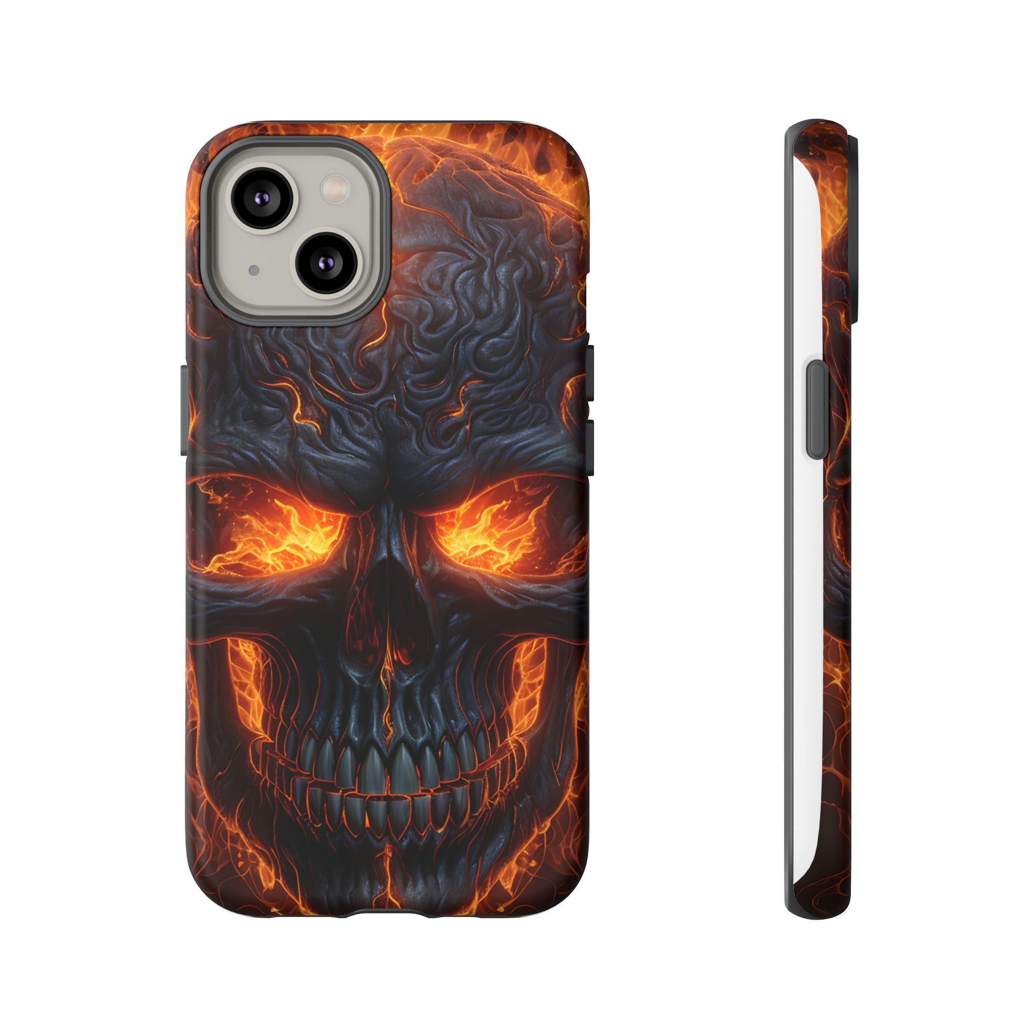 Fiery Skull Hexagon iPhone Case - Rugged Texture