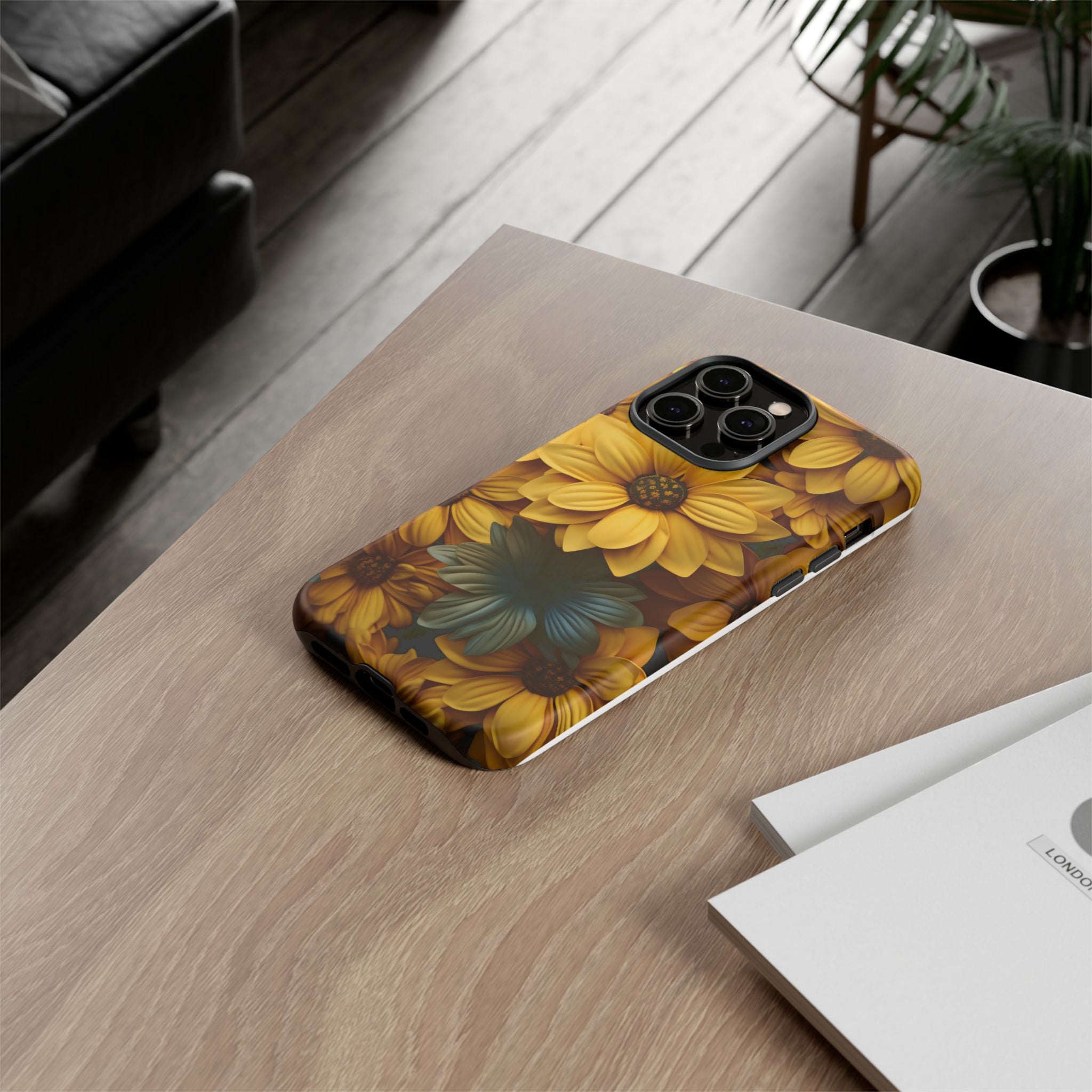 Golden Bloom Hexagon iPhone Case - Rugged Texture