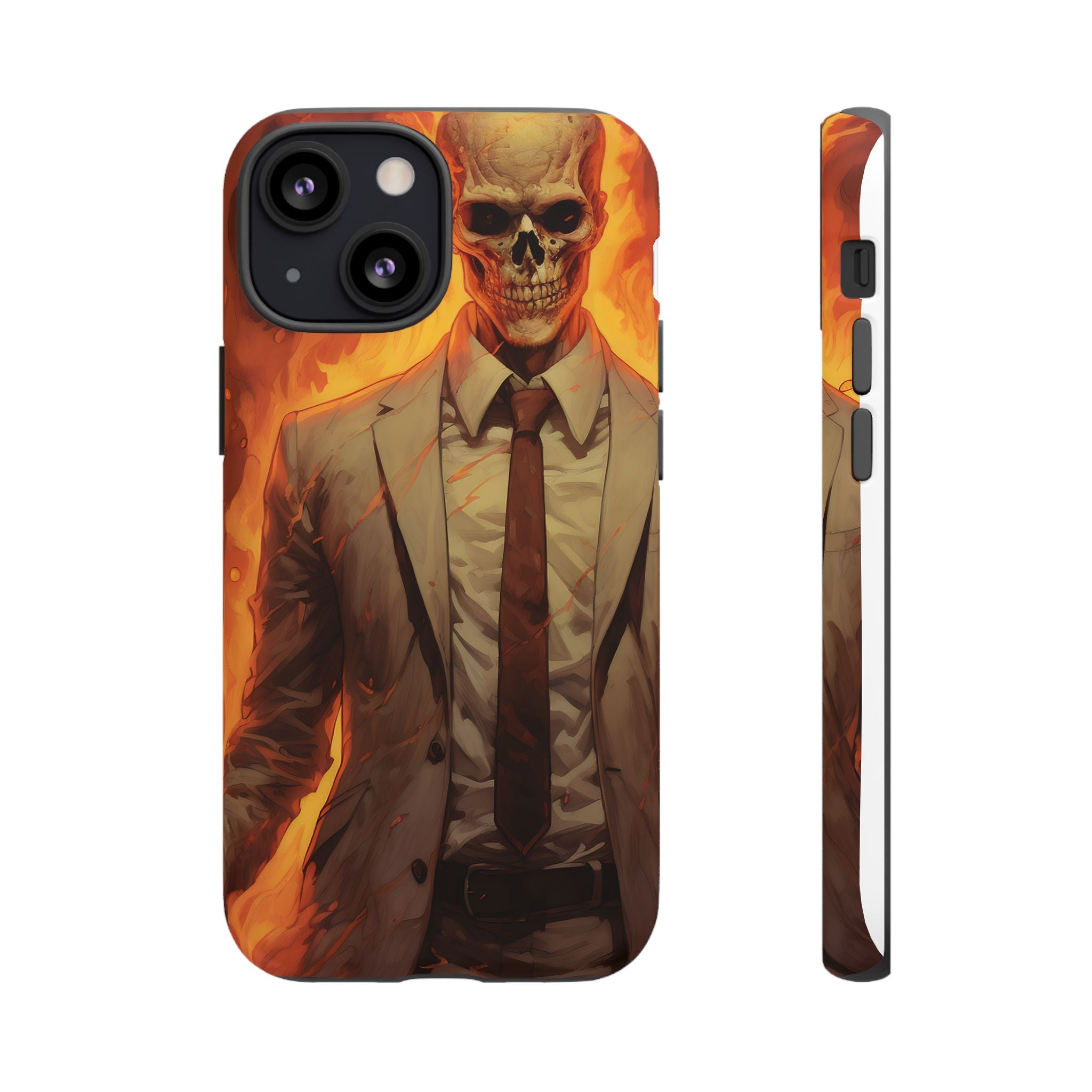 Fiery Skull Man Hexagon Stone iPhone Case