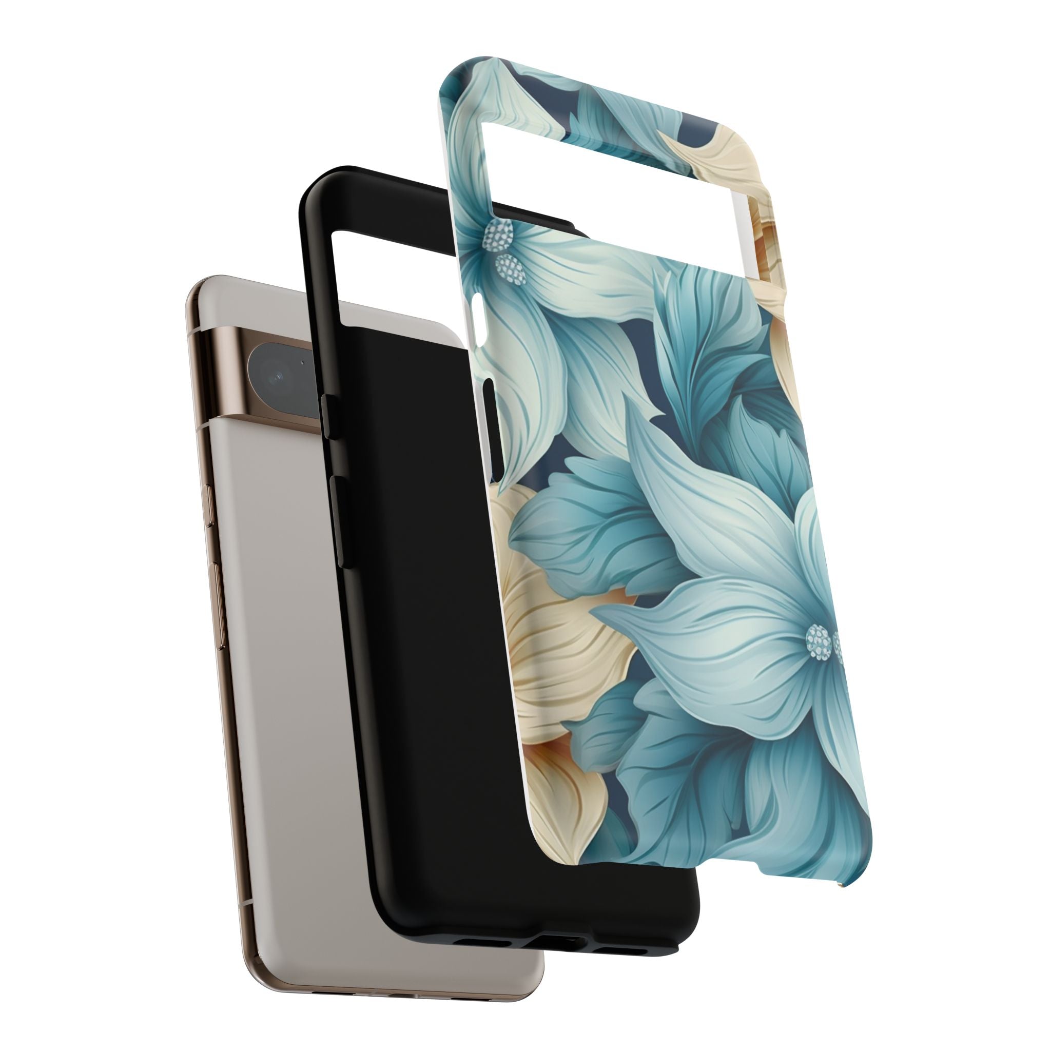 Teal Floral Google Pixel Case (All Models) - Elegant Design