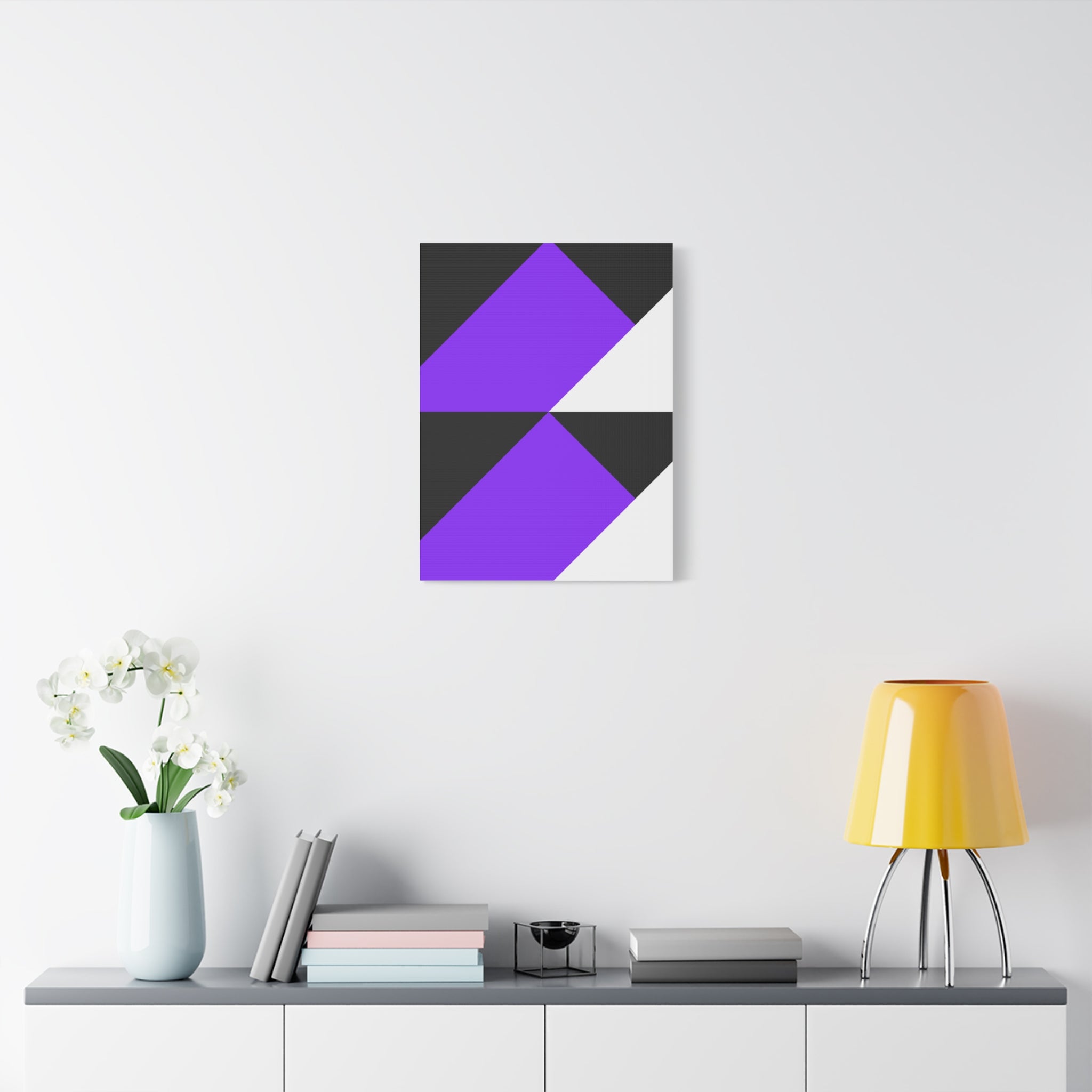 Geometric Purple Triangle Canvas Art