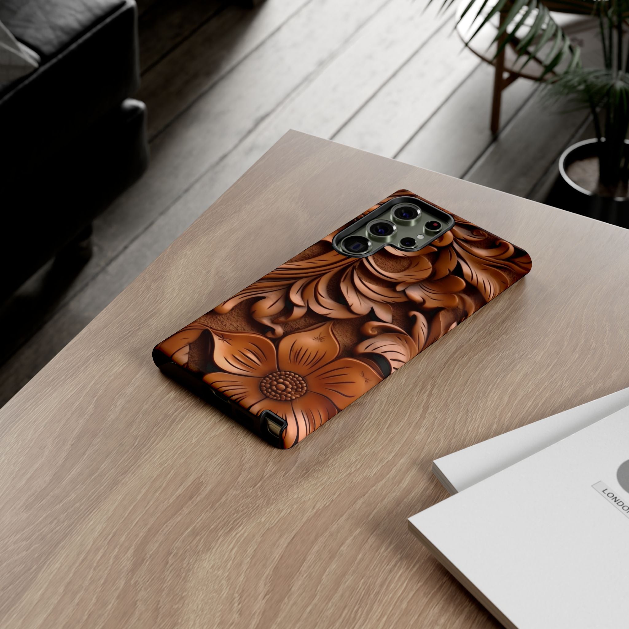 Baroque Floral Wood Samsung Case