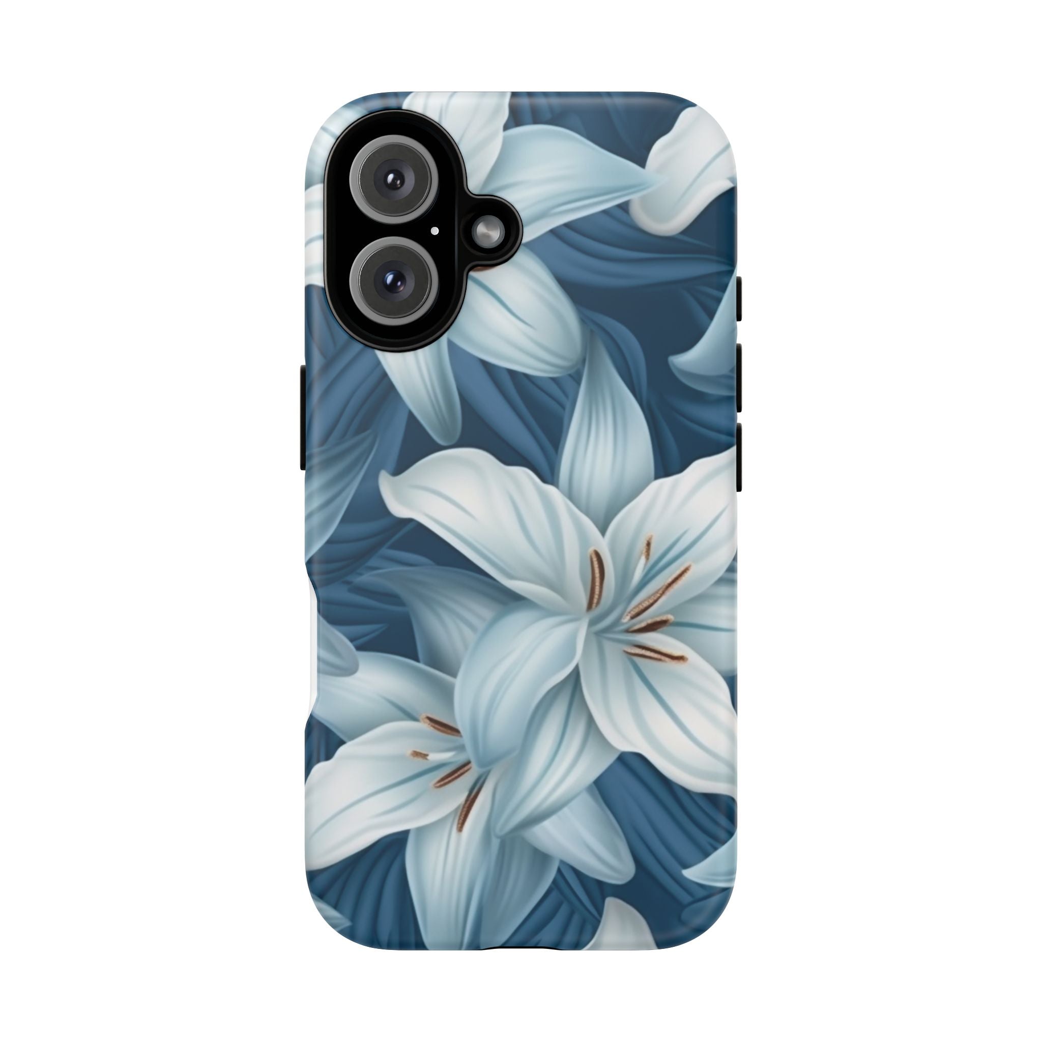 Pastel Blue Lily iPhone Case - Hexagon Stone