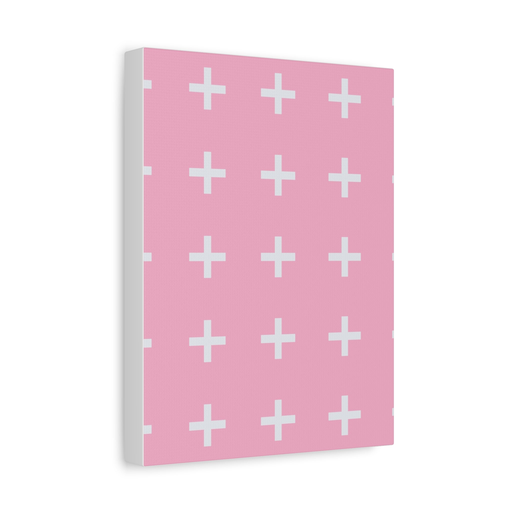 Pink Plus Sign Grid - Matte Canvas Art