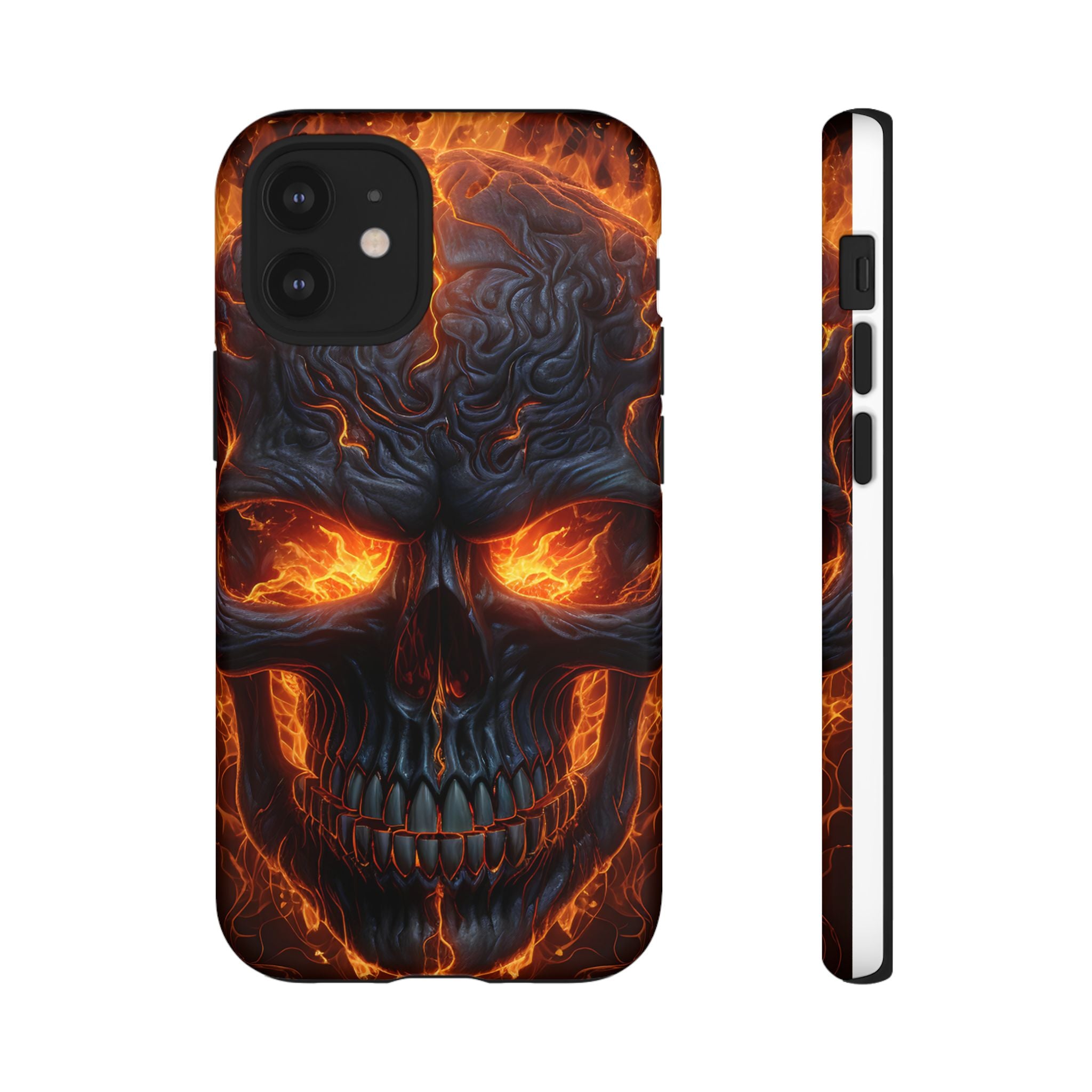 Fiery Skull Hexagon iPhone Case - Rugged Texture