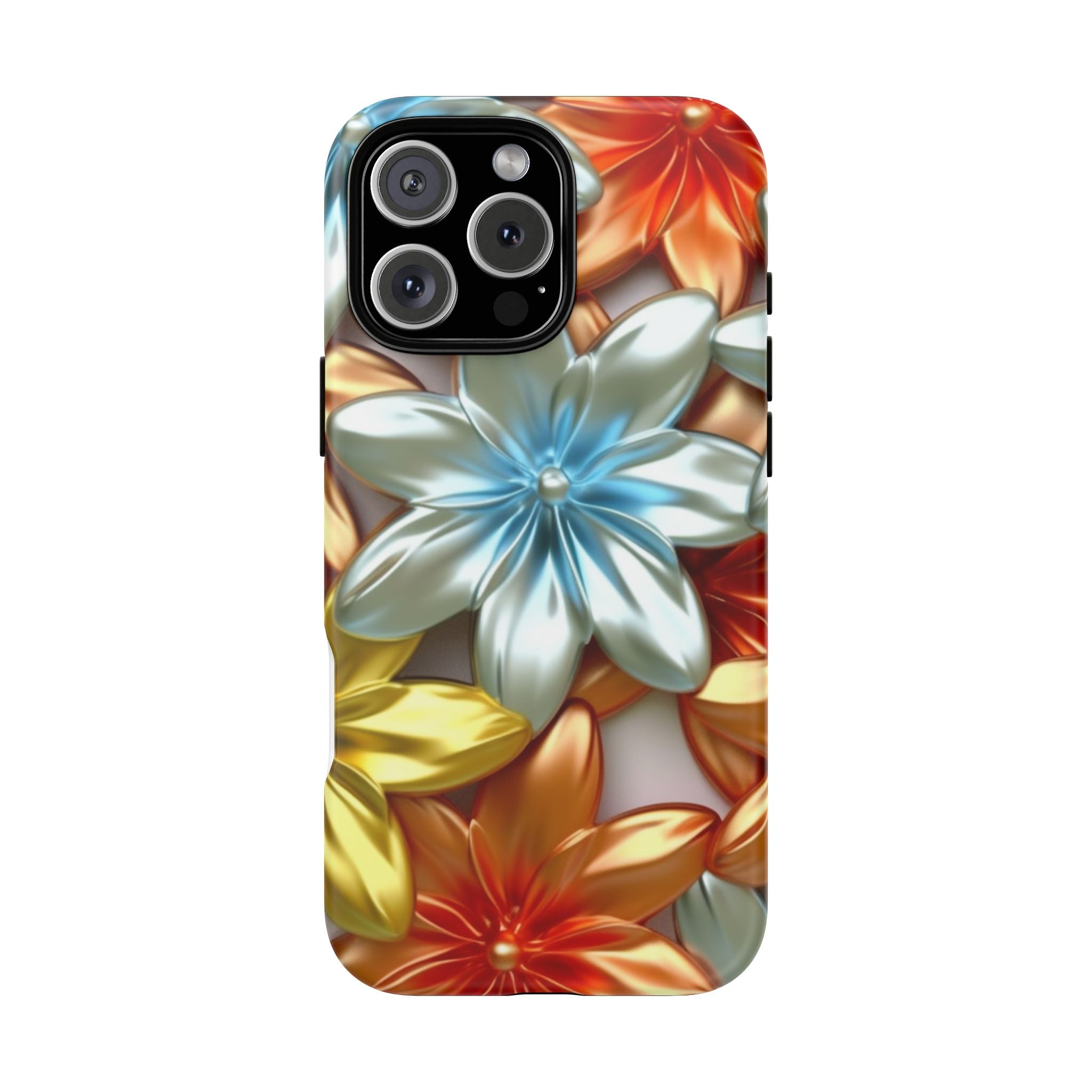 Metallic Flower Hexagon iPhone Case - Rugged