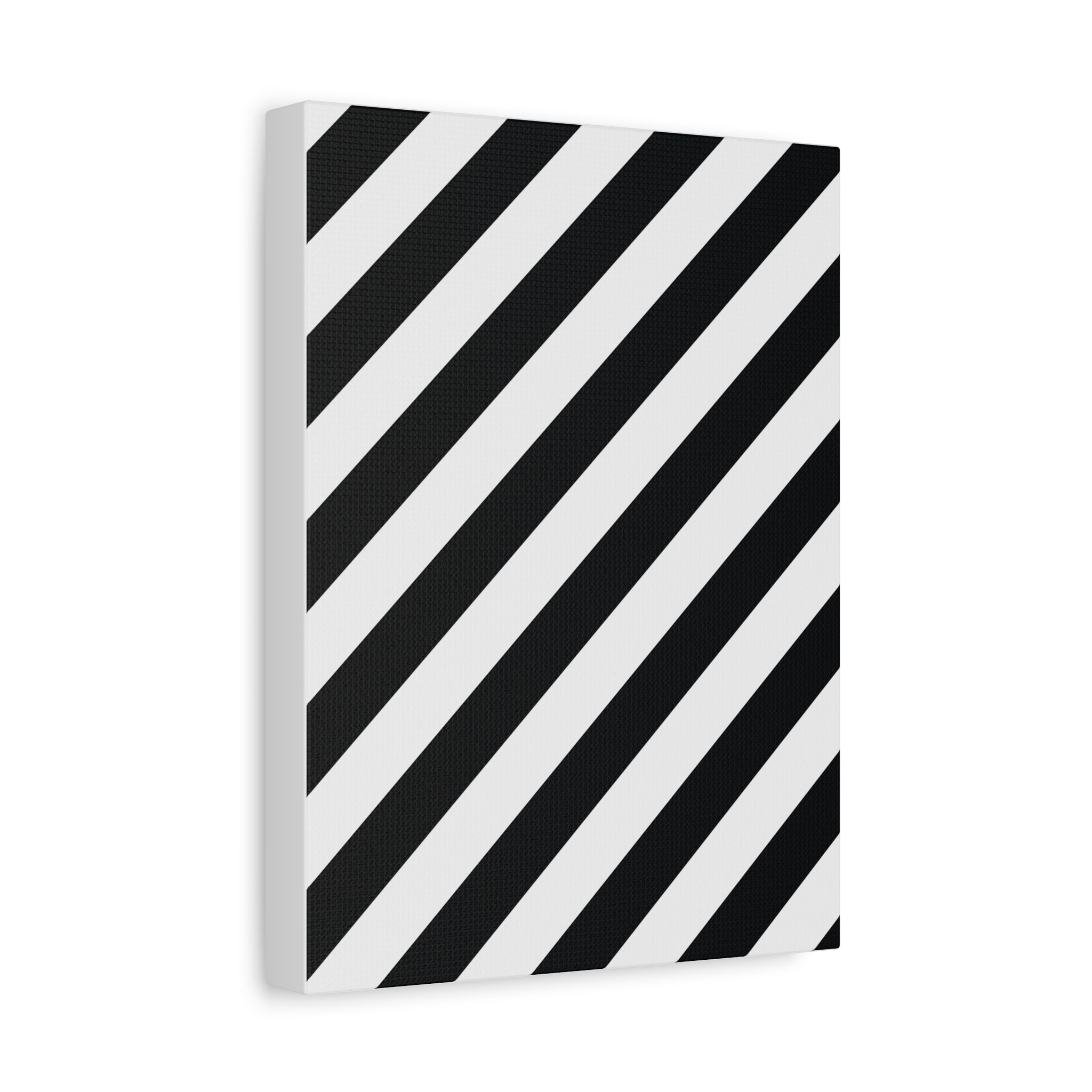 Modern Black & White Diagonal Stripe Canvas Art