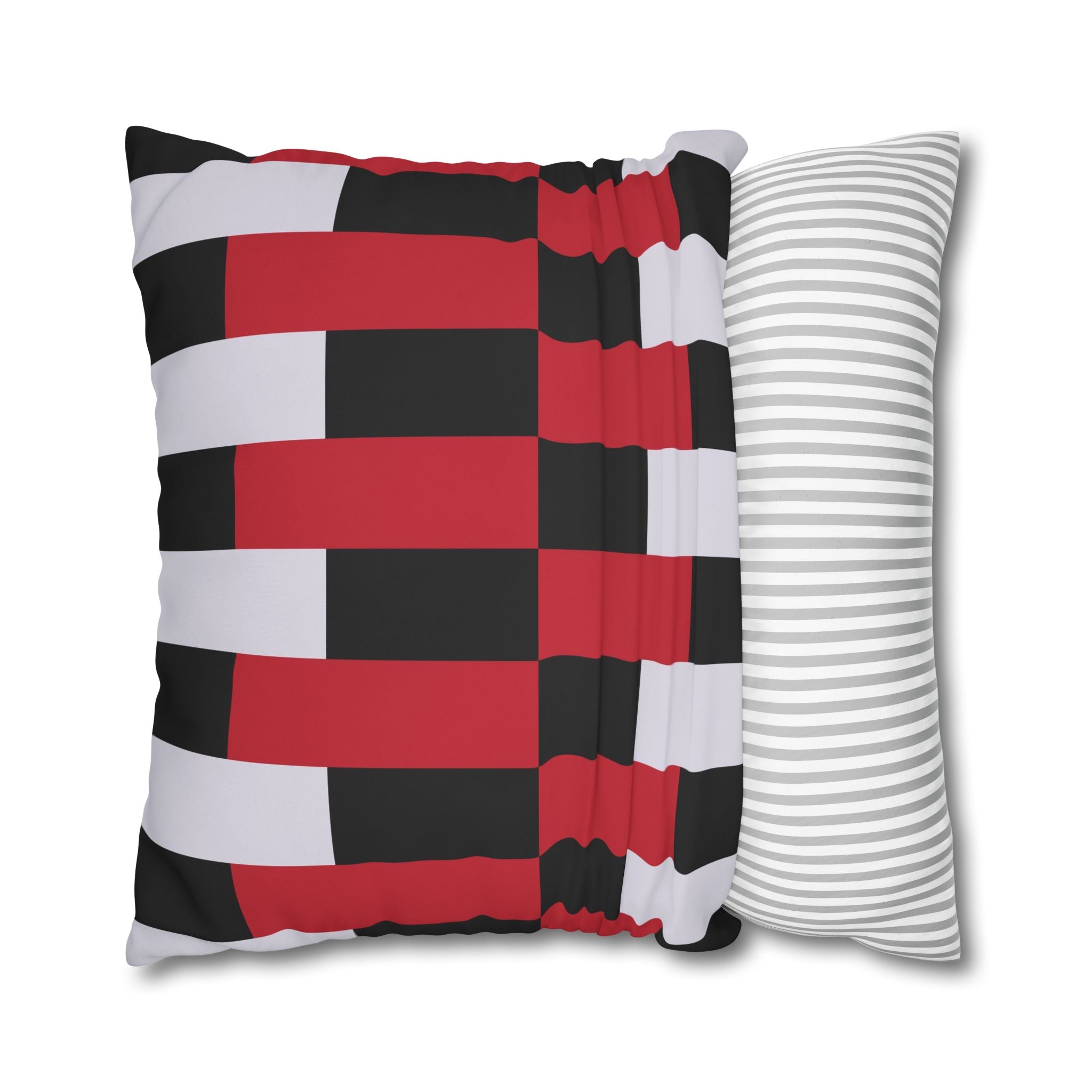 Geometric Stripe Pillowcase - Crimson & Gray