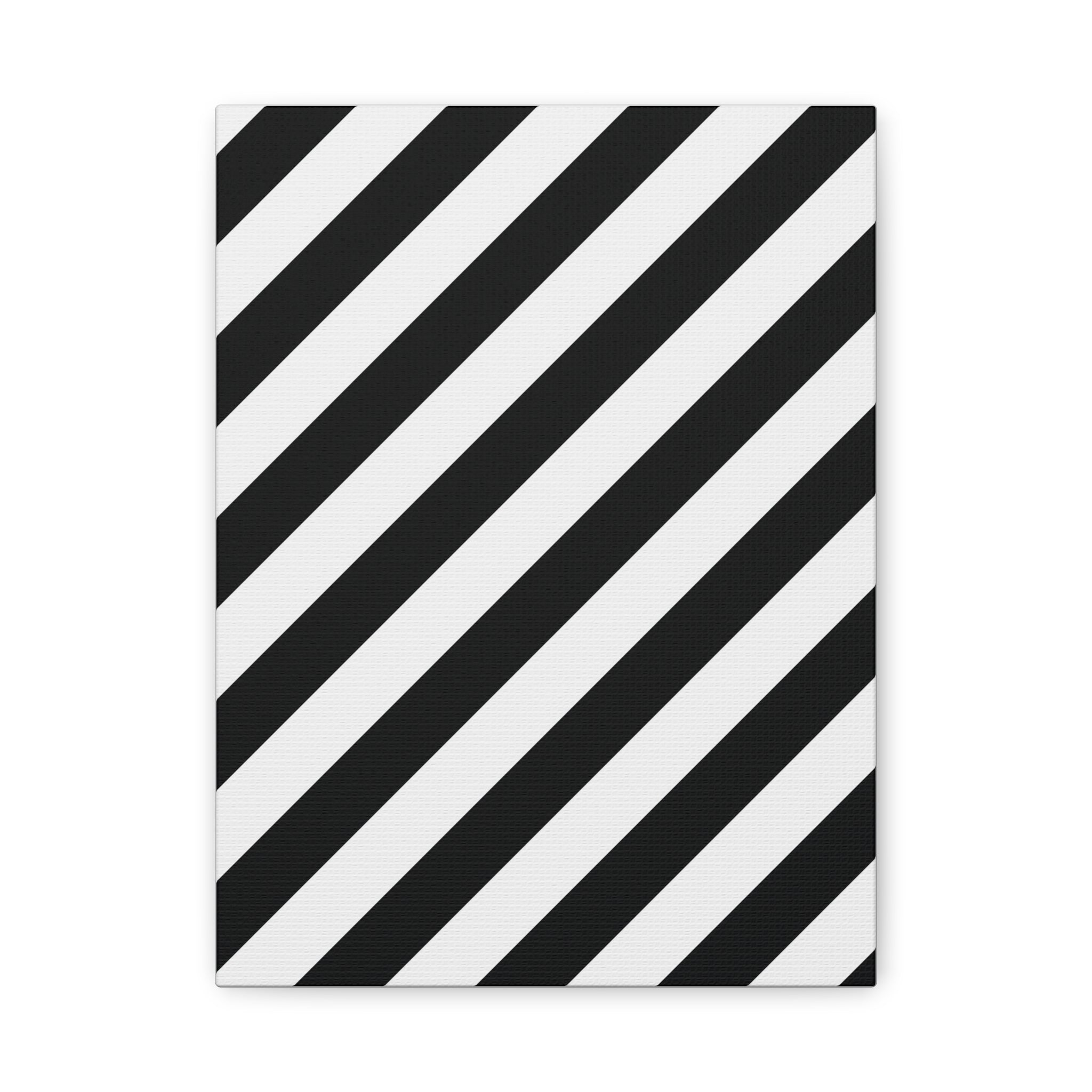 Modern Black & White Diagonal Stripe Canvas Art