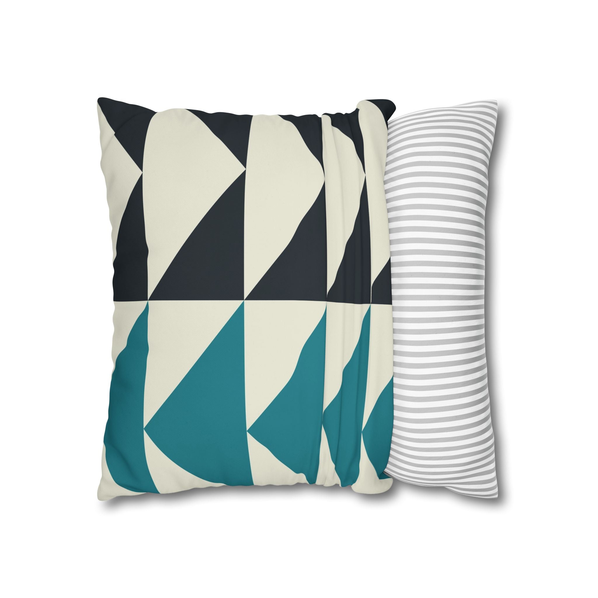 Geometric Teal & Charcoal Triangle Pillowcase