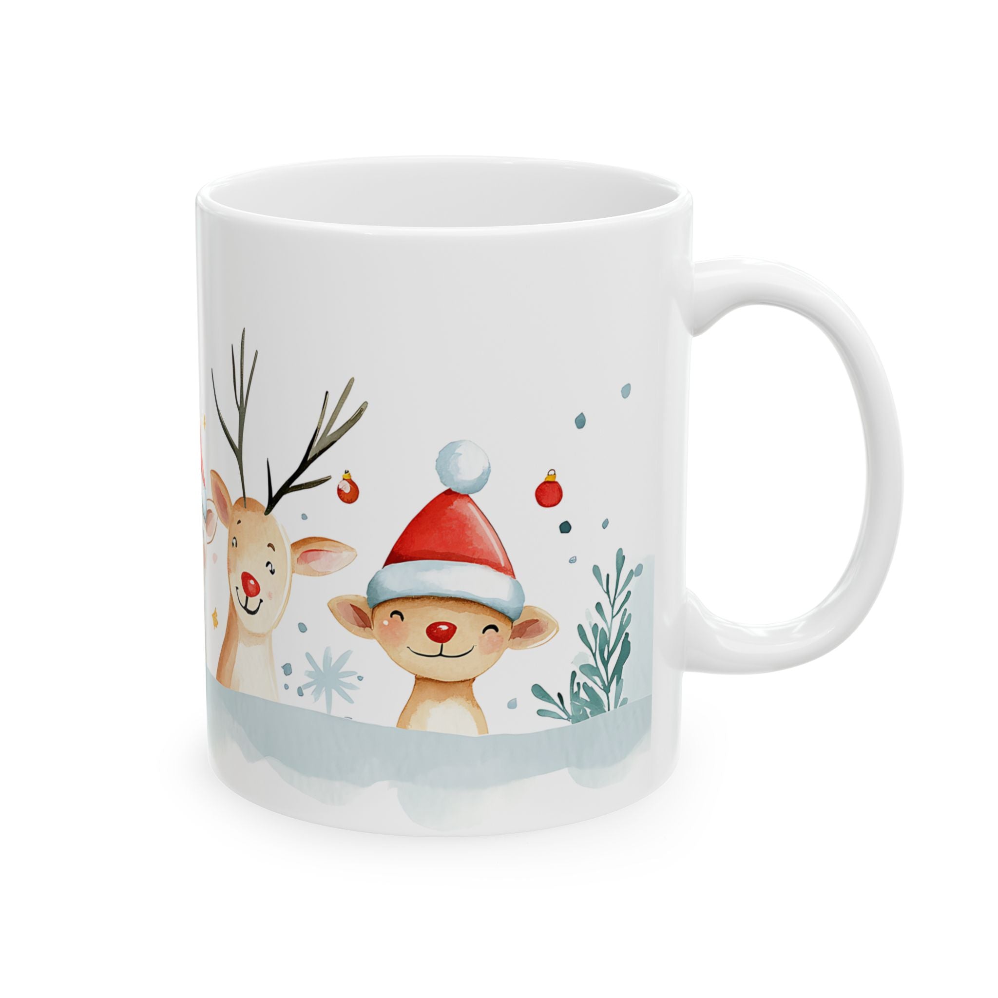 Cute Reindeer Watercolor Christmas Mug