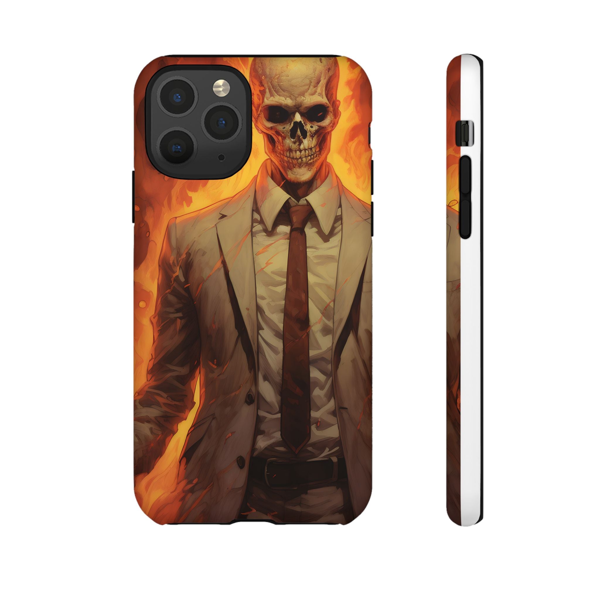 Fiery Skull Man Hexagon Stone iPhone Case