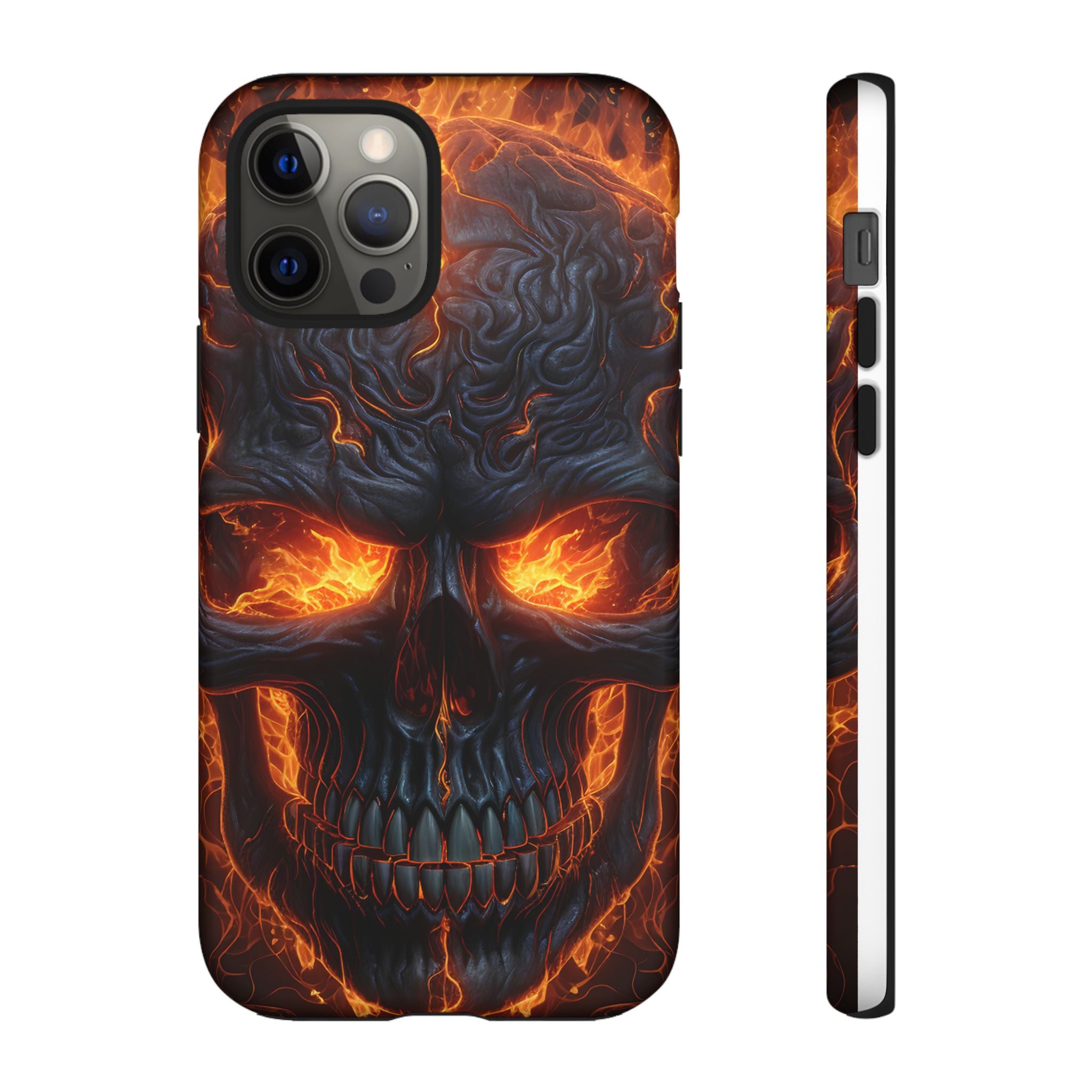 Fiery Skull Hexagon iPhone Case - Rugged Texture