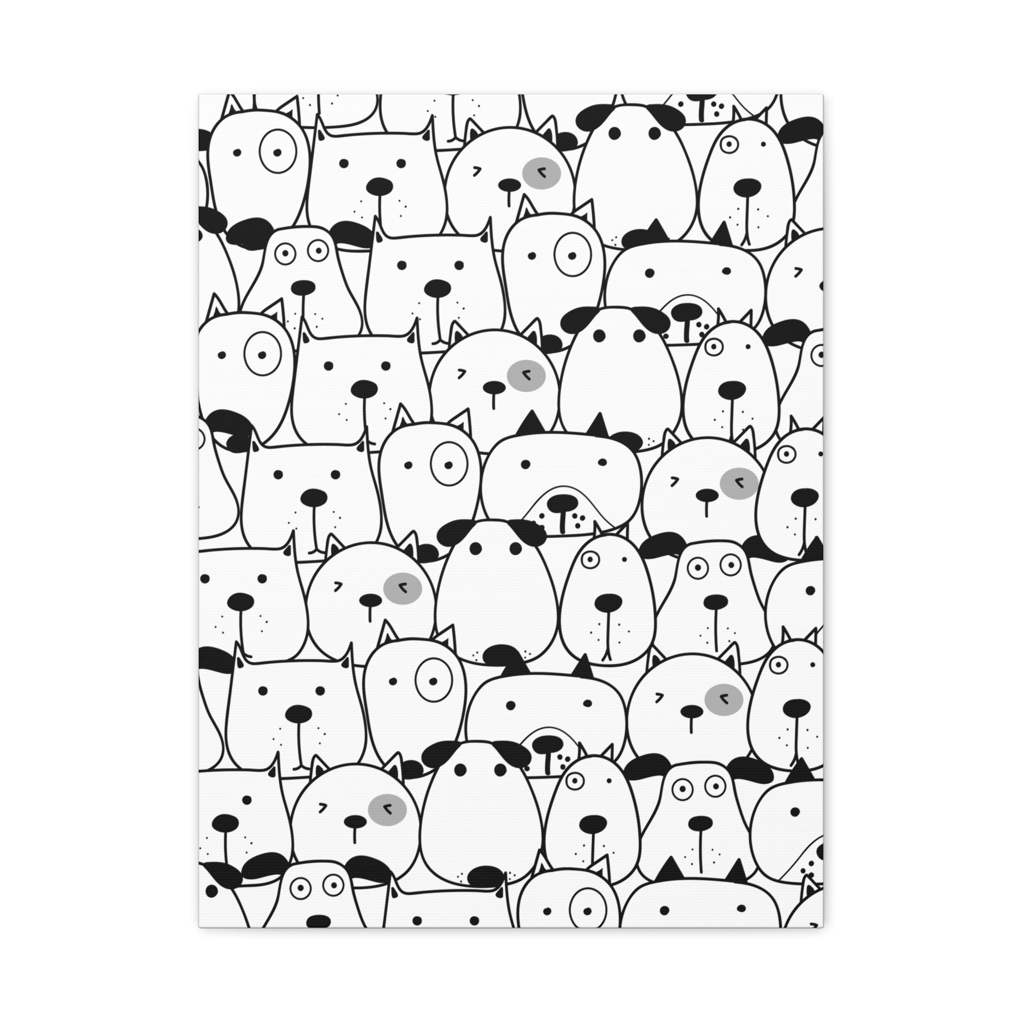 Adorable Puppy Faces Matte Canvas Art