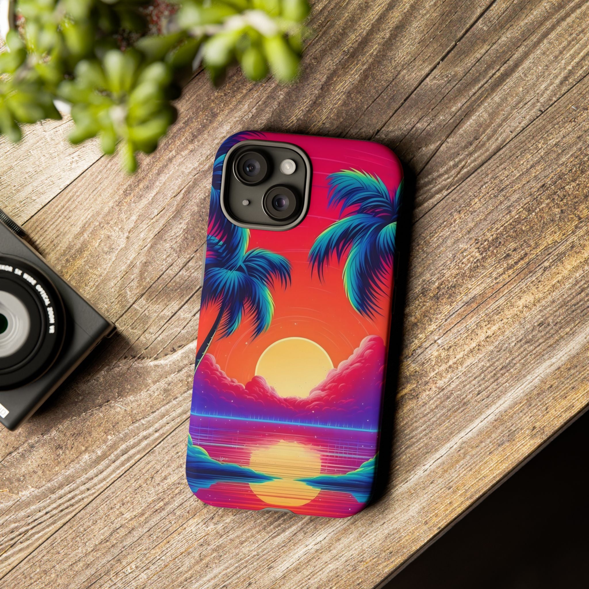 Sunset Palm Hexagon iPhone Case - Rugged