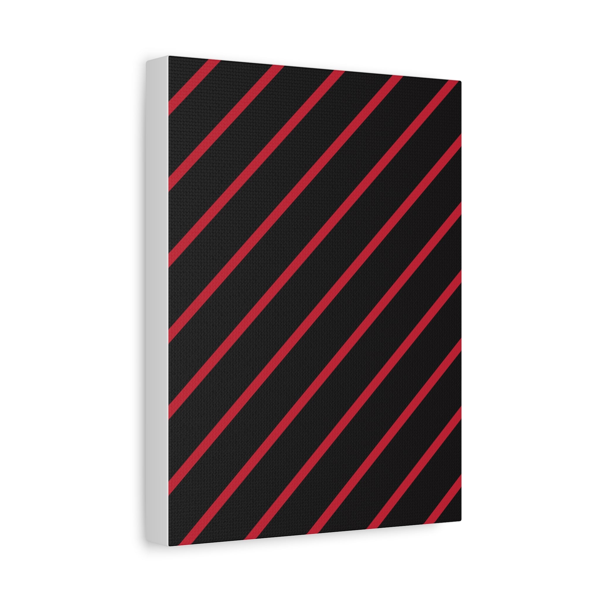 Crimson Diagonal Stripes Matte Canvas Art