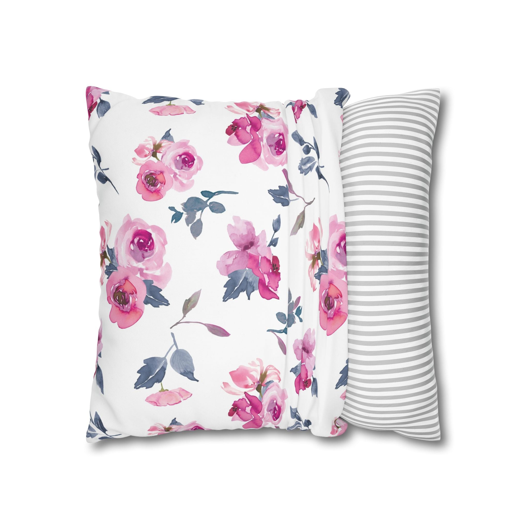 Pink Rose Watercolor Pillowcase