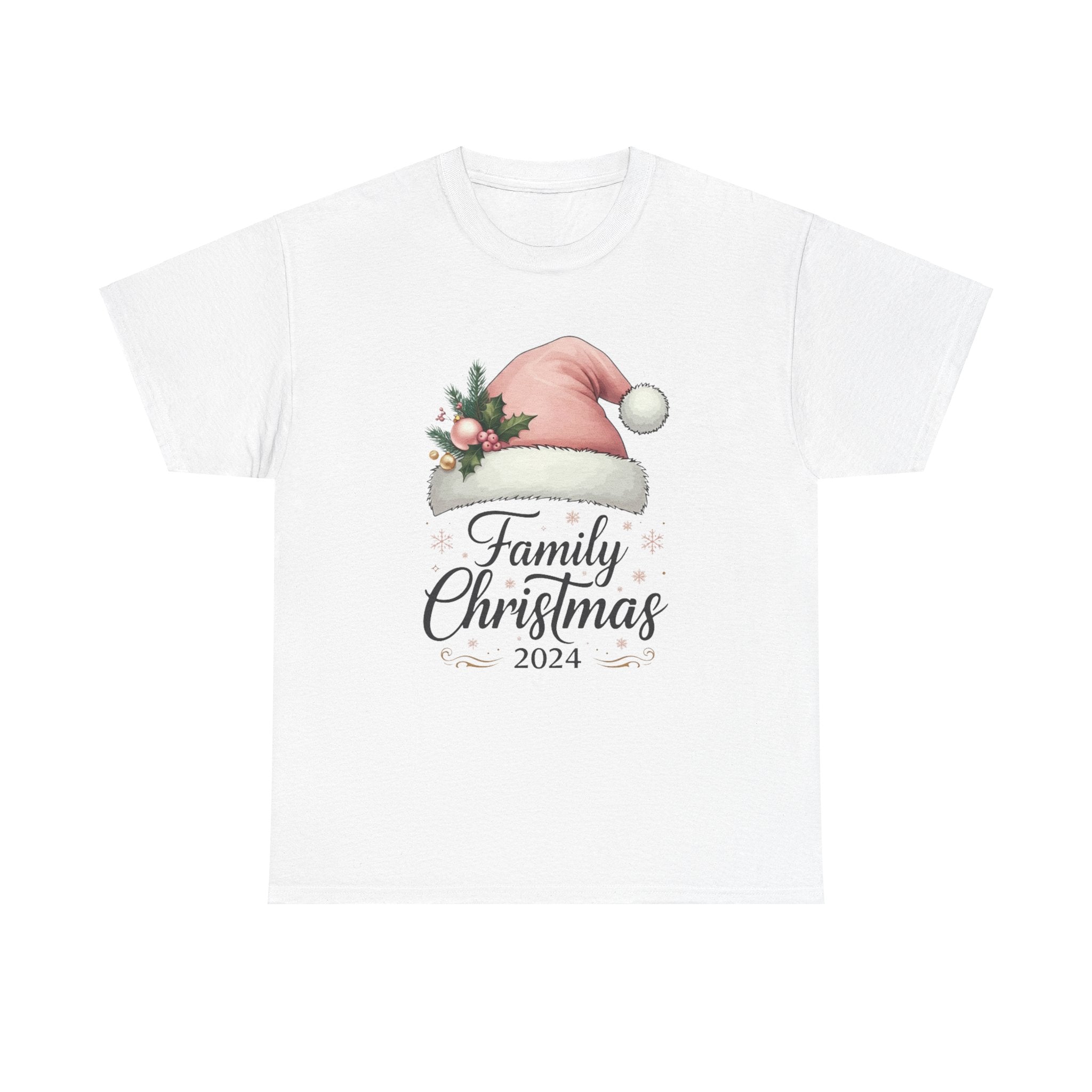 Pink Santa Hat Family Christmas 2024 Tee