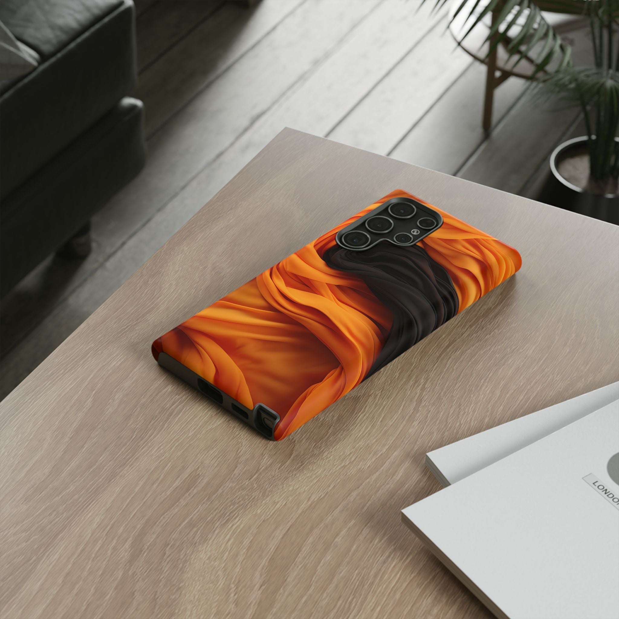 Abstract Orange & Gray Drape Samsung Case