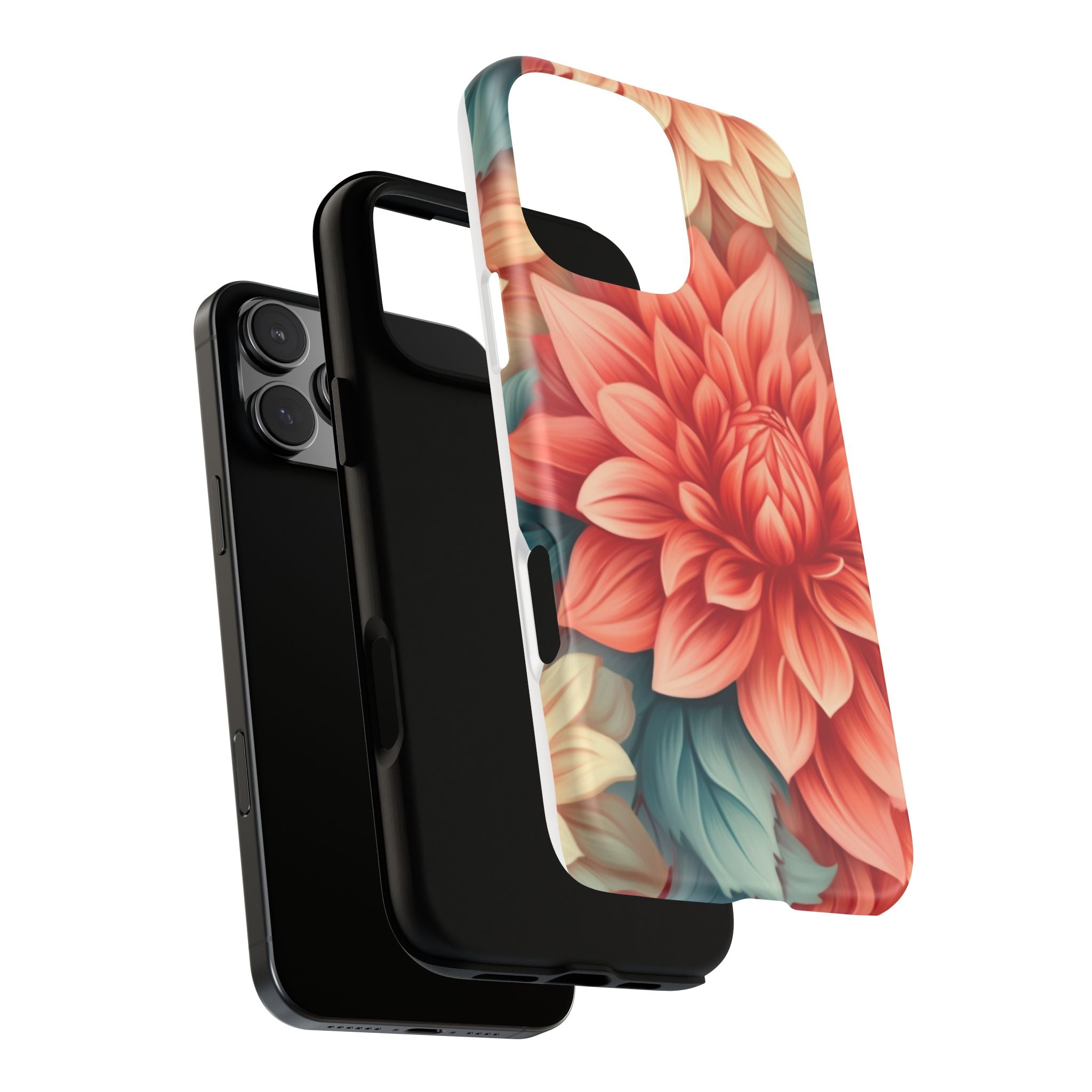 Coral Dahlia Hexagon iPhone Case - Rugged Texture