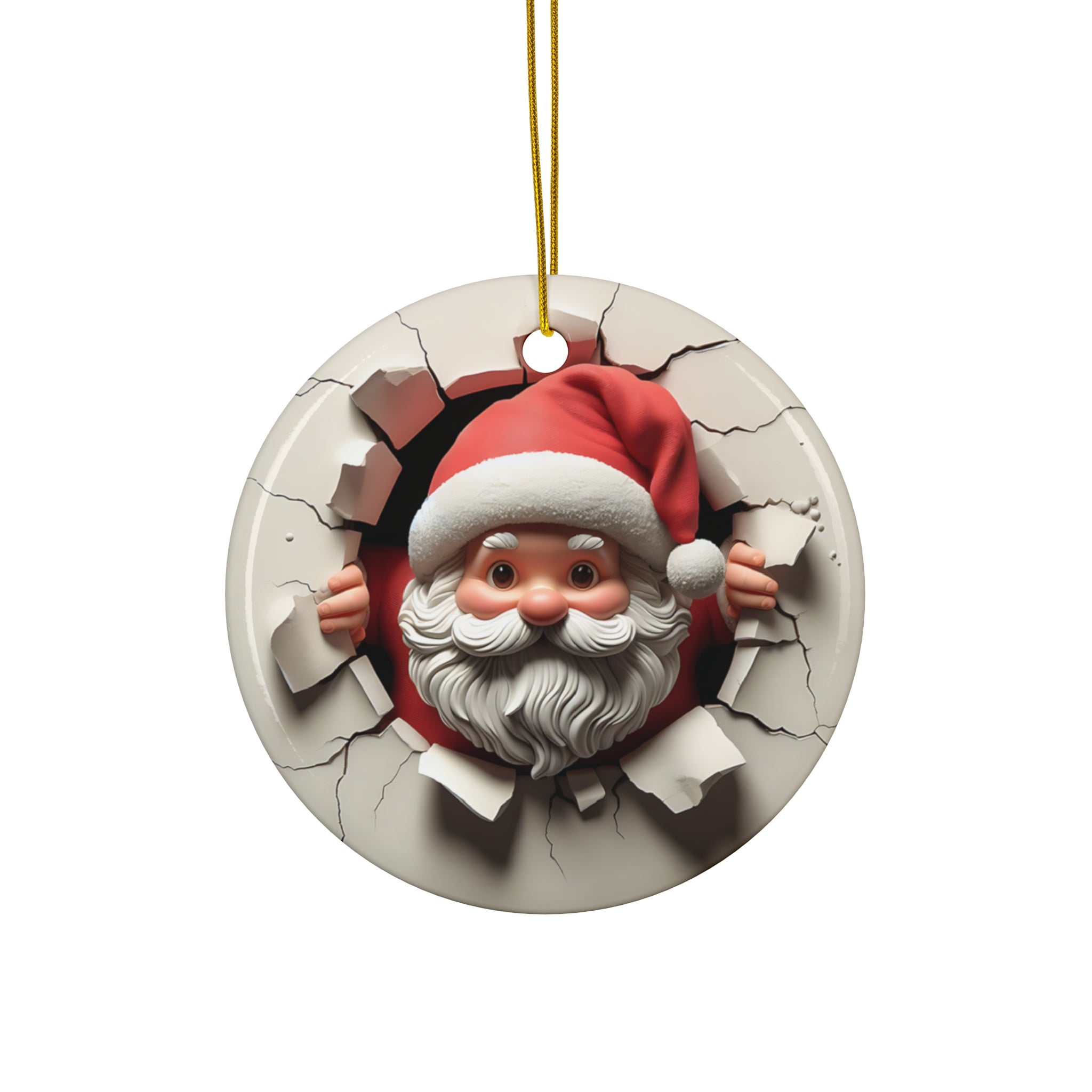 Santa Busts Through Ornament