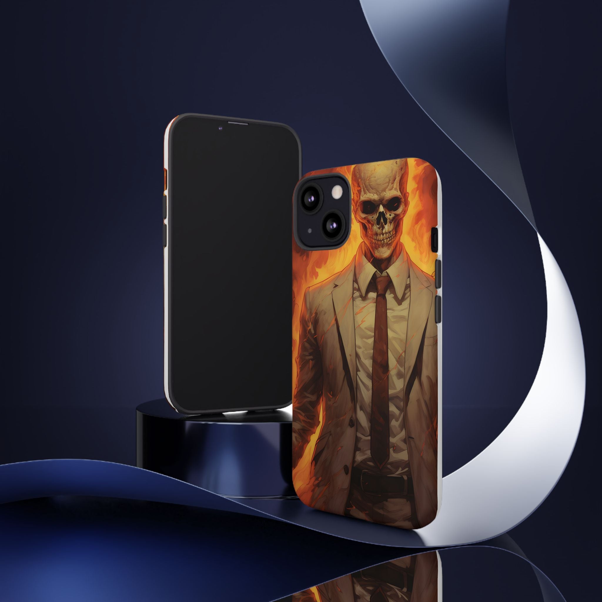 Fiery Skull Man Hexagon Stone iPhone Case