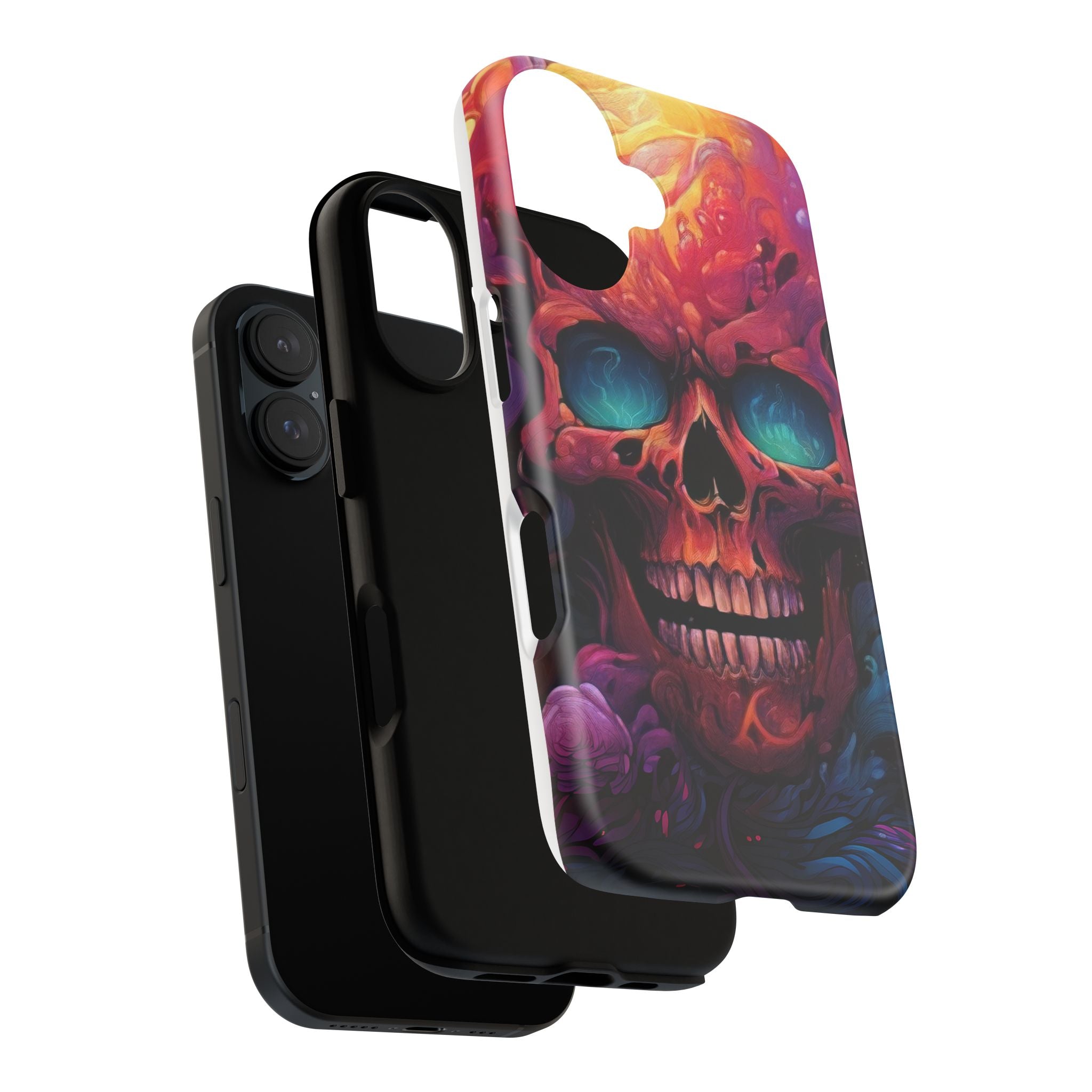 Fiery Skull Hexagon iPhone Case - Rugged Texture