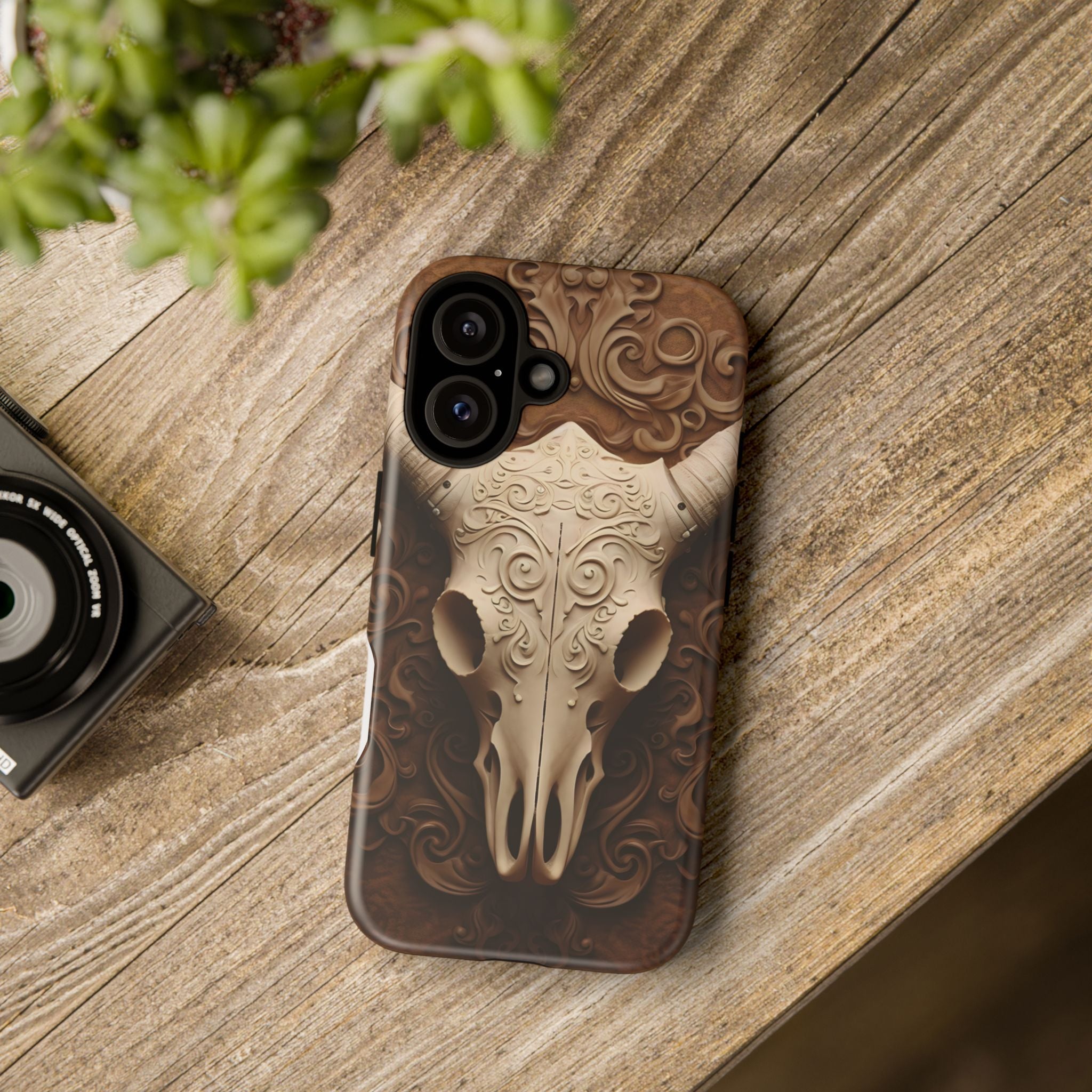 Baroque Ram Skull Hexagon Stone iPhone Case