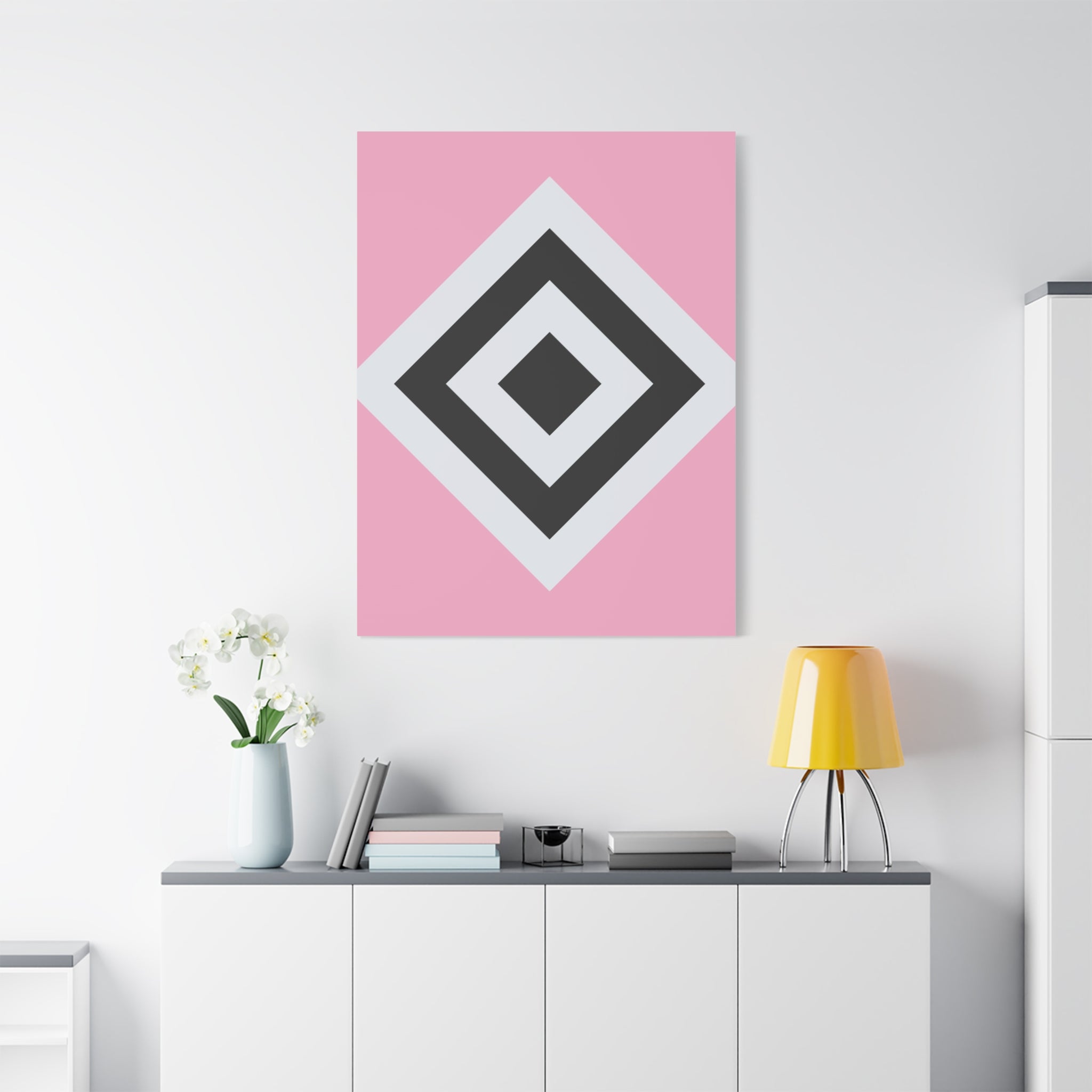 Geometric Diamond Art - Pink Matte Canvas