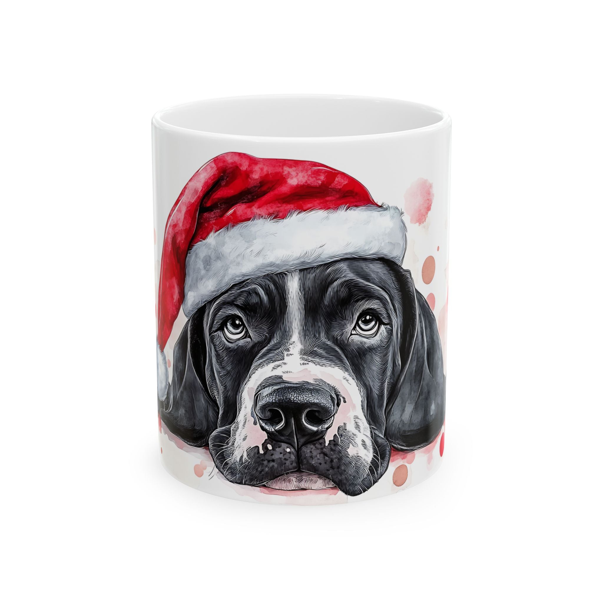 Melancholy Pointer in Santa Hat Mug