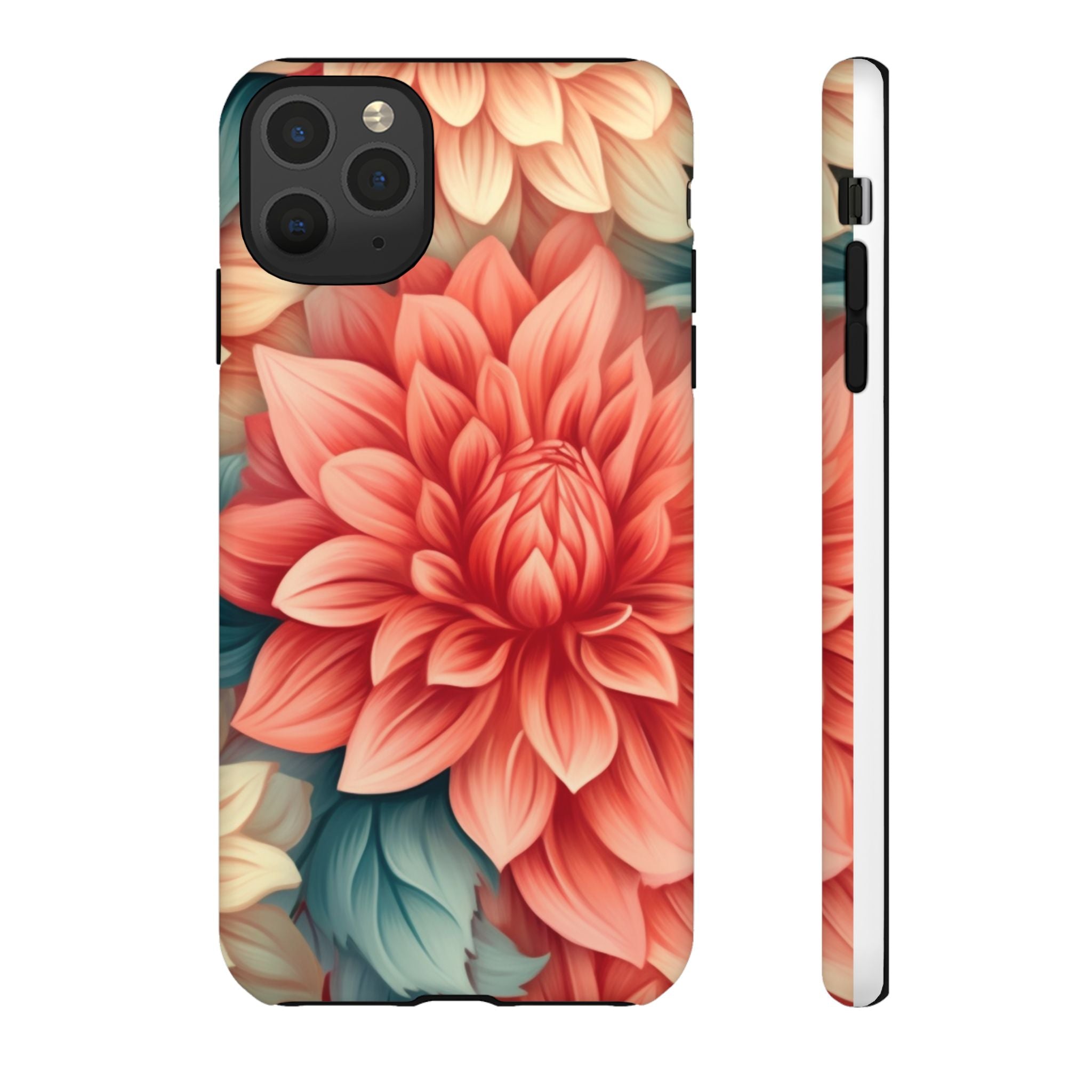 Coral Dahlia Hexagon iPhone Case - Rugged Texture