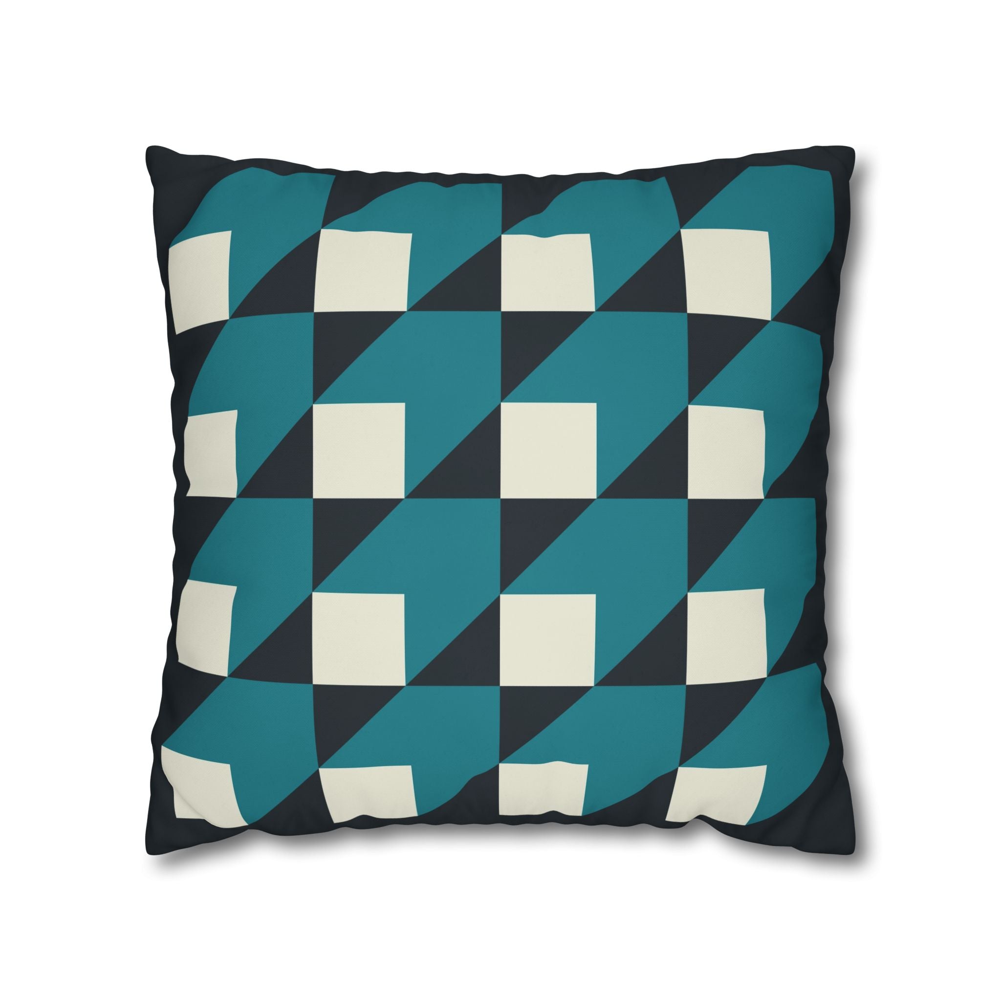 Geometric Teal & White Cube Pillowcase