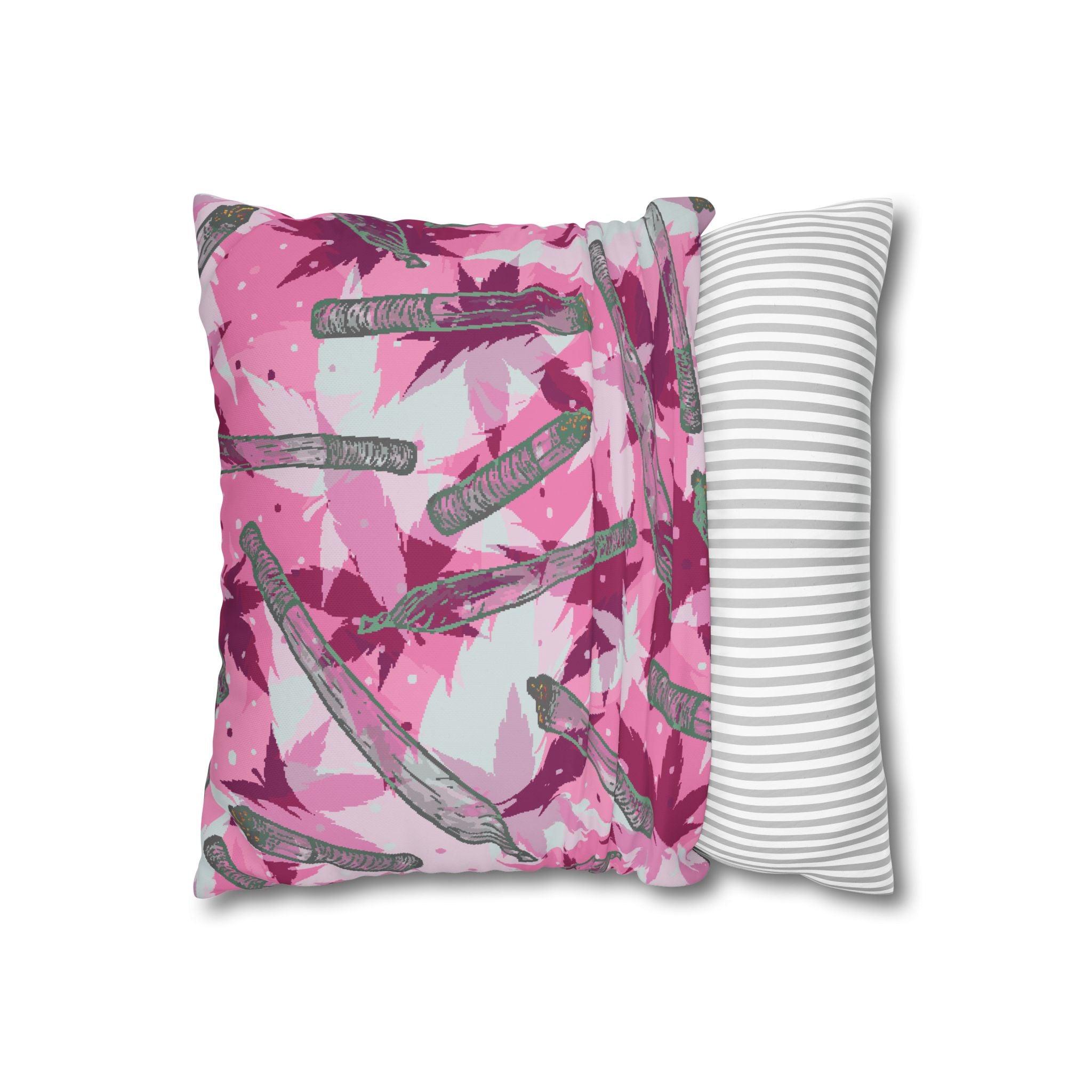 Pink Cannabis Leaf & Joint Pillowcase