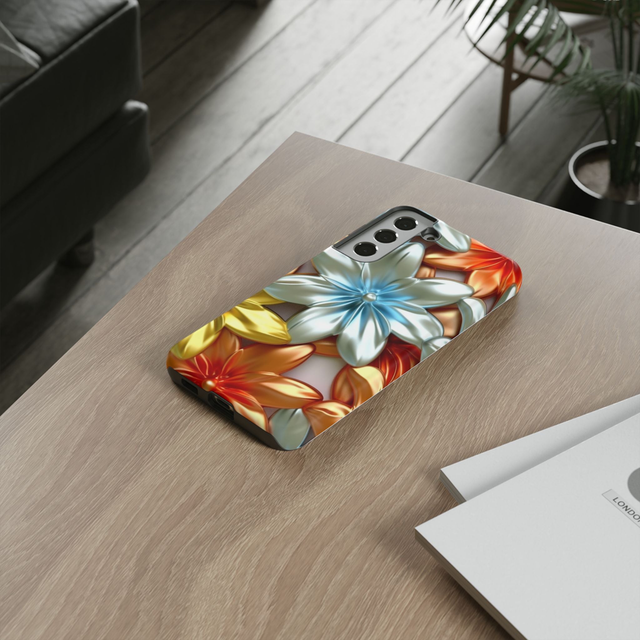 Metallic Flower Samsung Case - Stylish & Modern