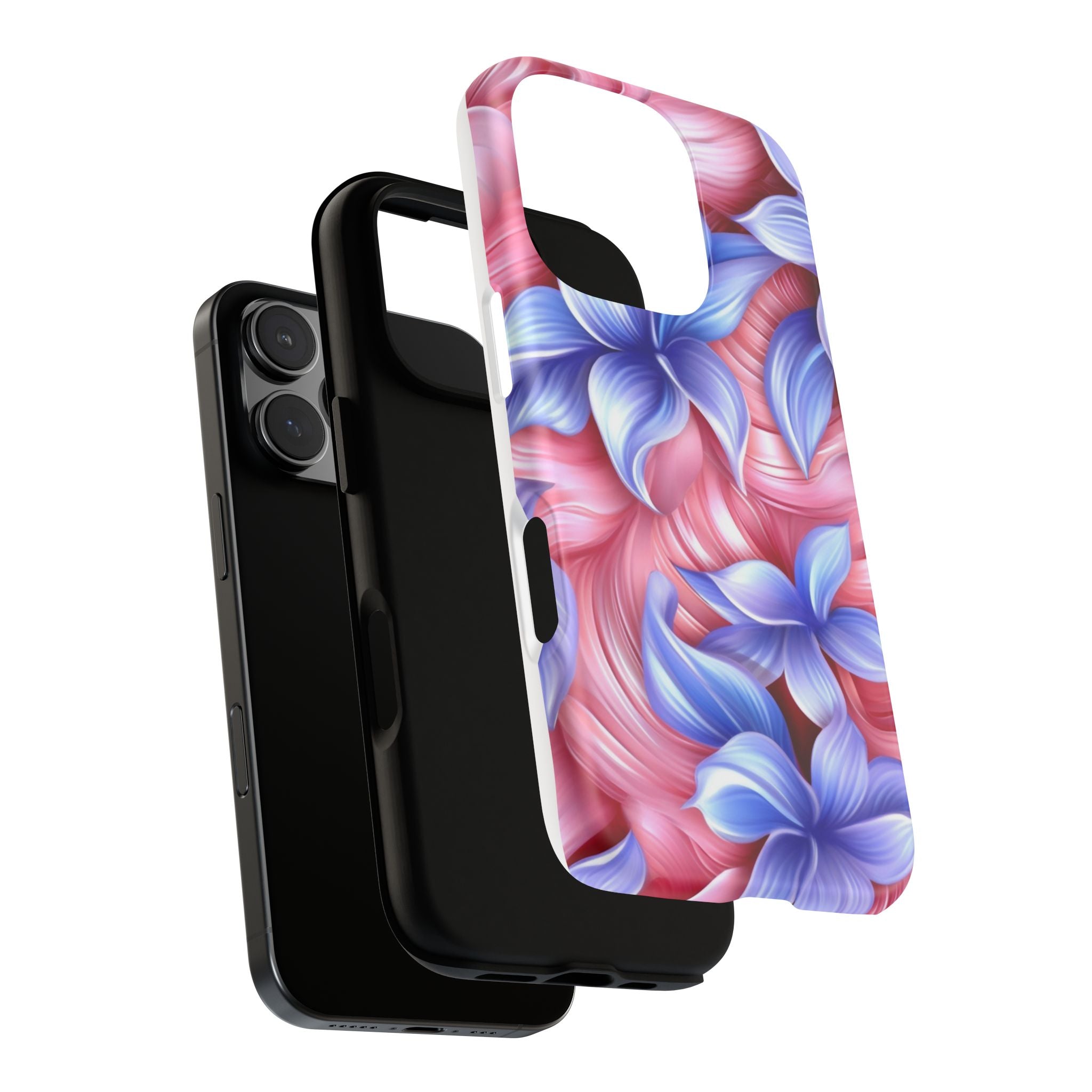 Dreamy Pink & Blue Floral iPhone Case - Hexagon Stone