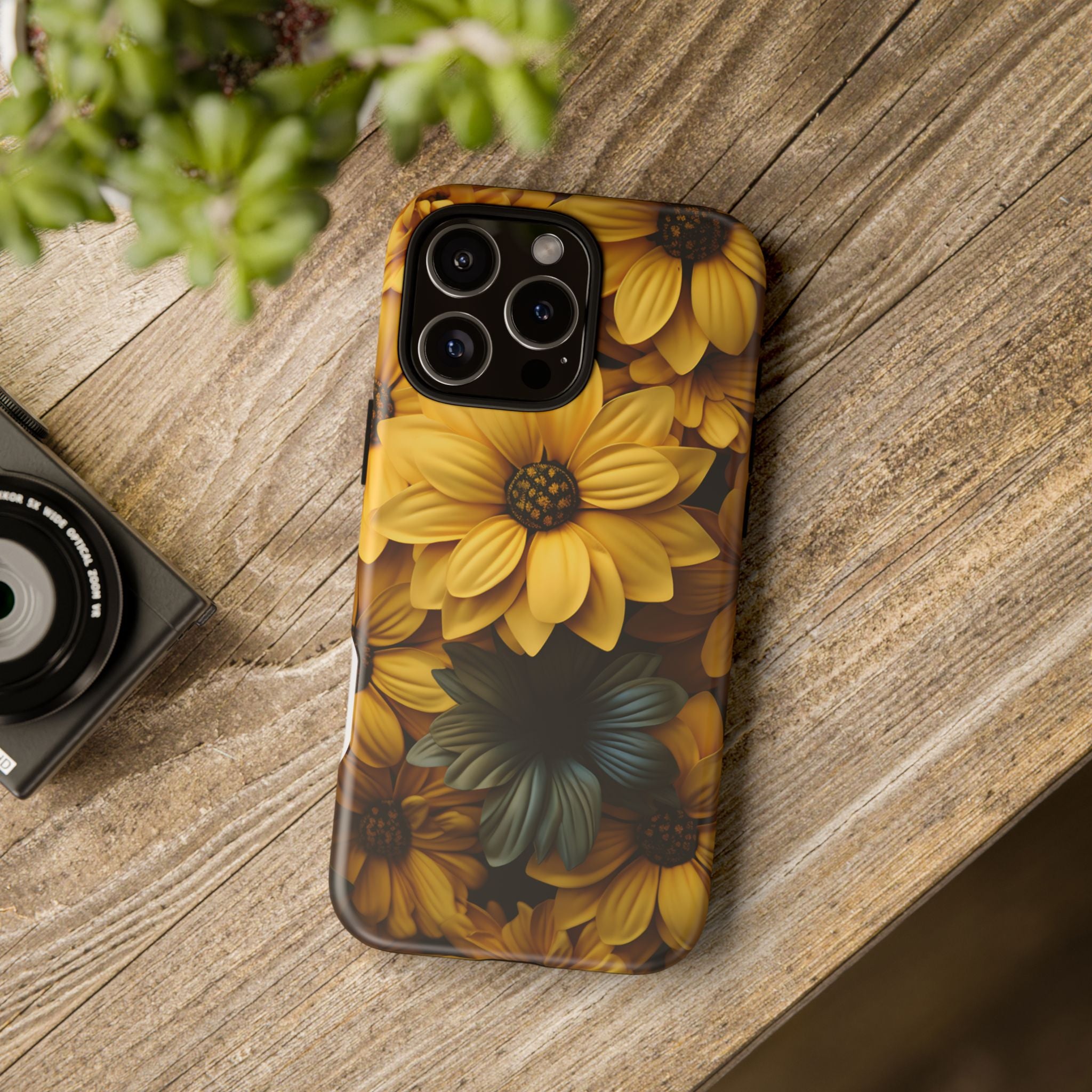 Golden Bloom Hexagon iPhone Case - Rugged Texture