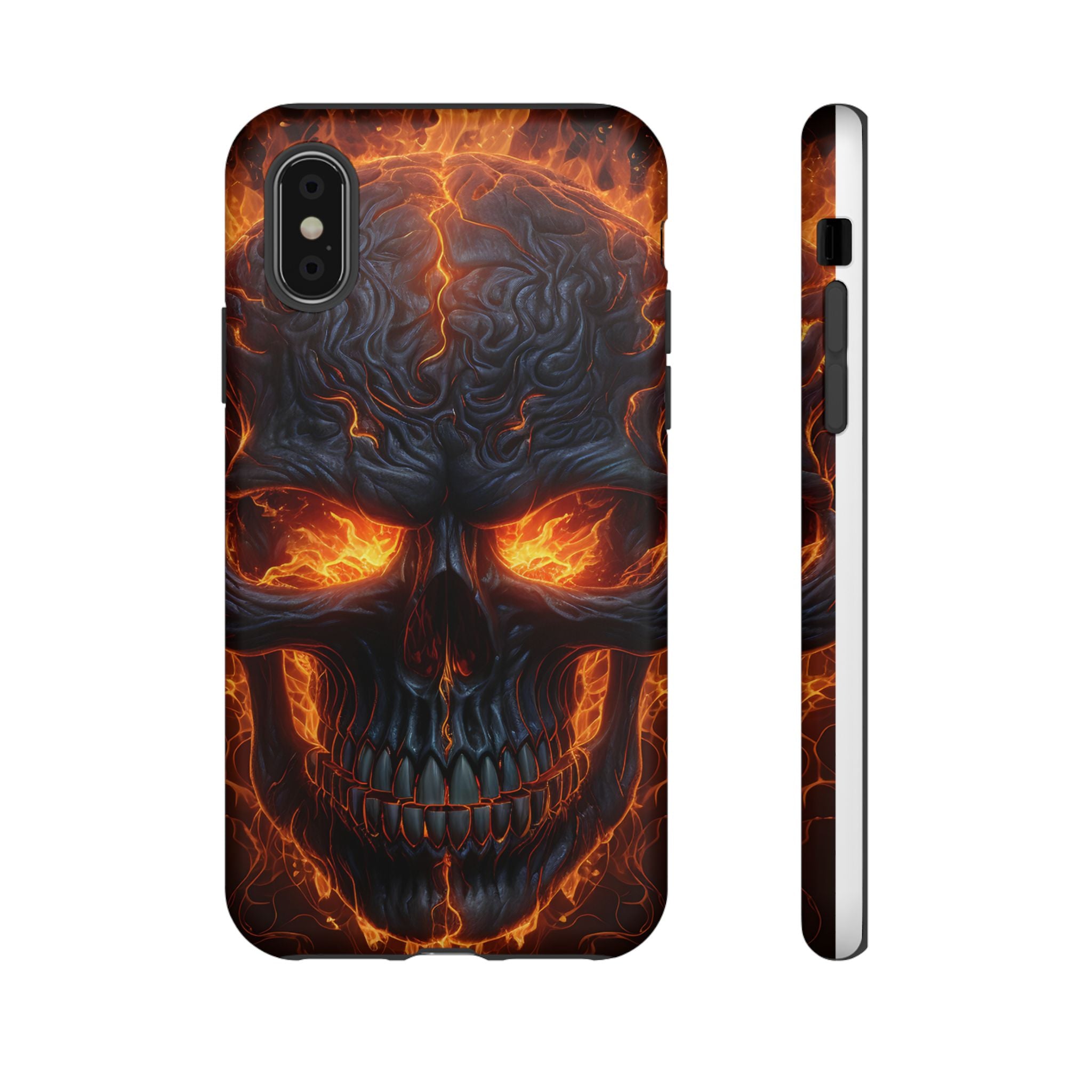 Fiery Skull Hexagon iPhone Case - Rugged Texture