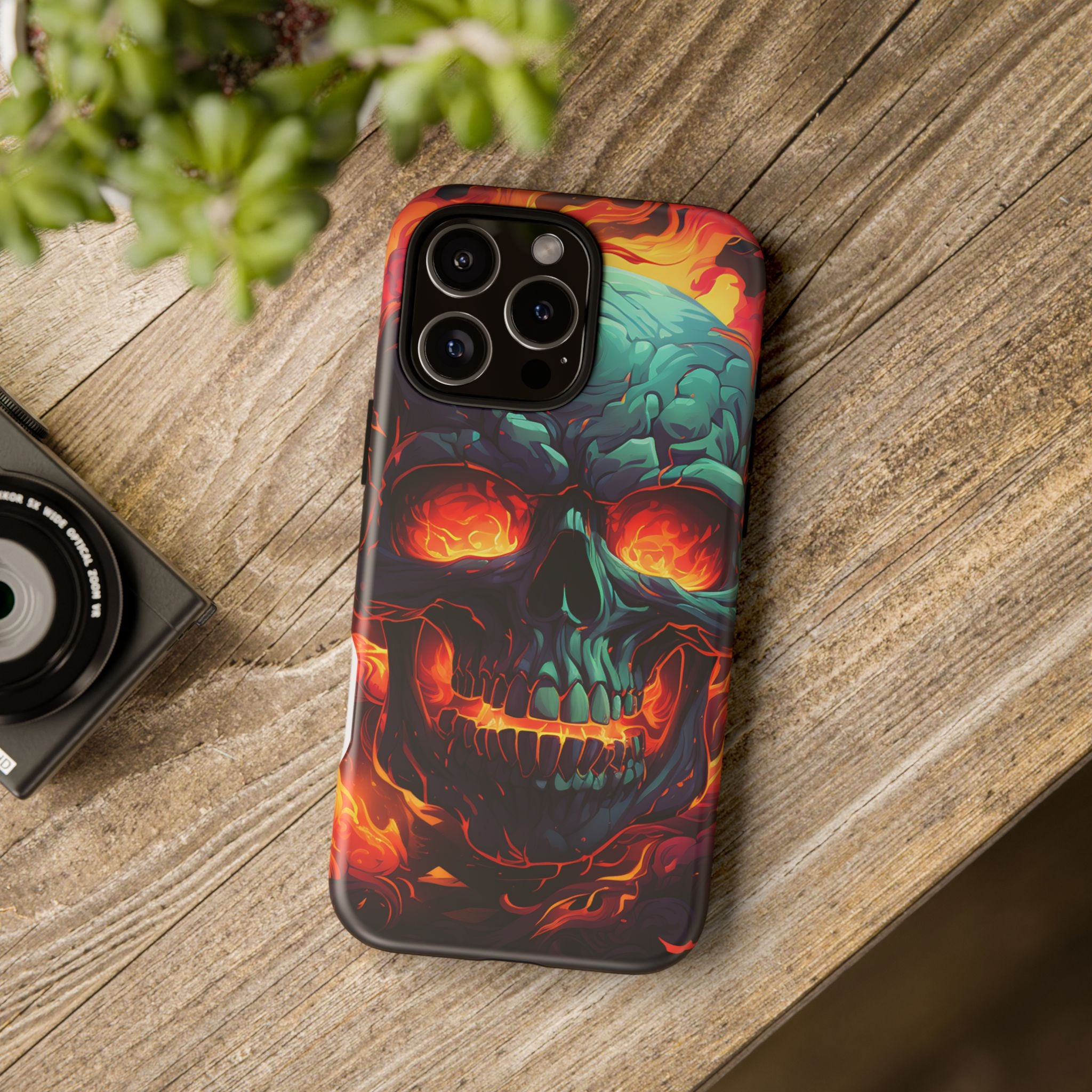 Fiery Skull Hexagon iPhone Case - Rugged