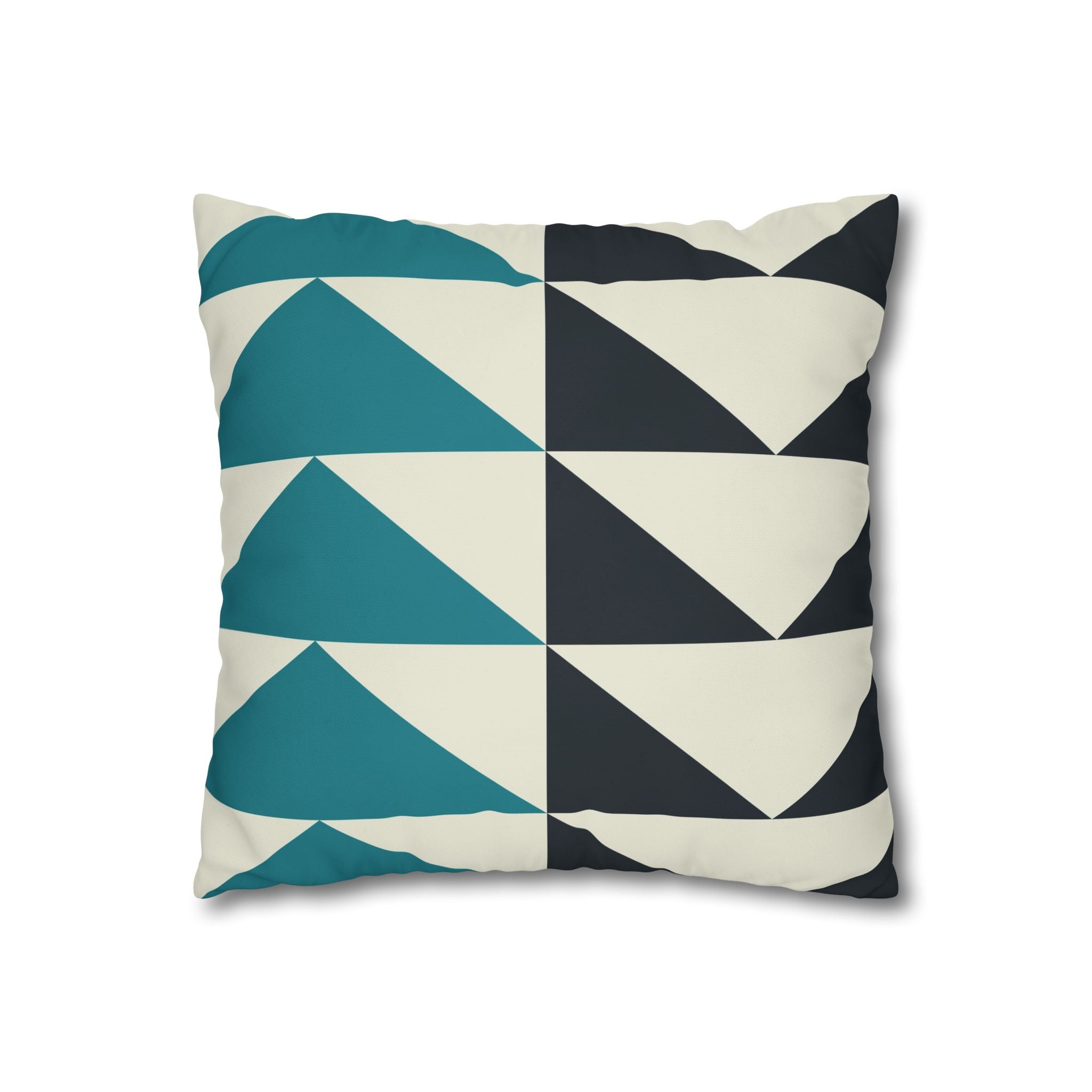 Geometric Teal & Charcoal Triangle Pillowcase