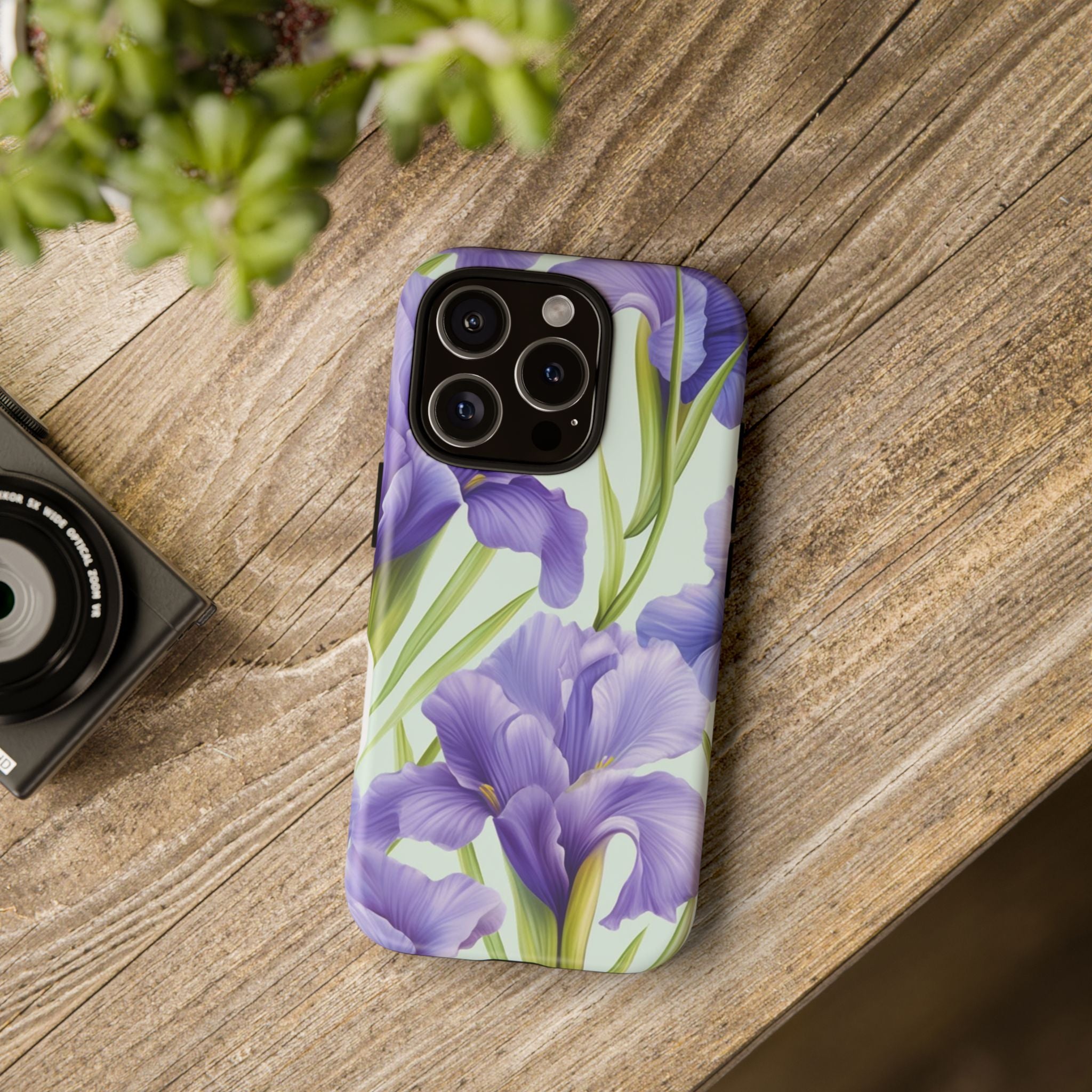 Purple Iris Floral iPhone Case - Hexagon Stone