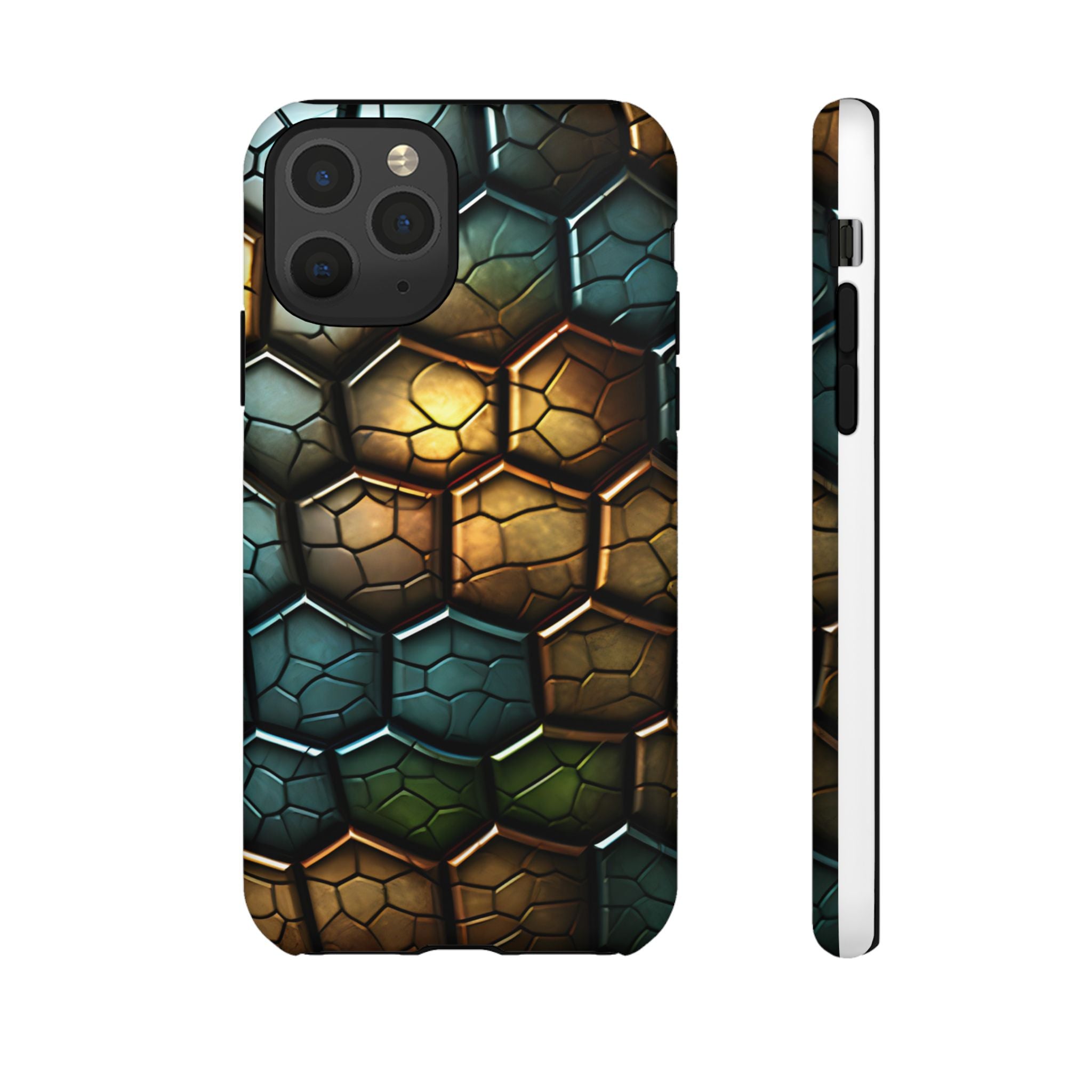 HexaScale iPhone Case: Teal & Bronze